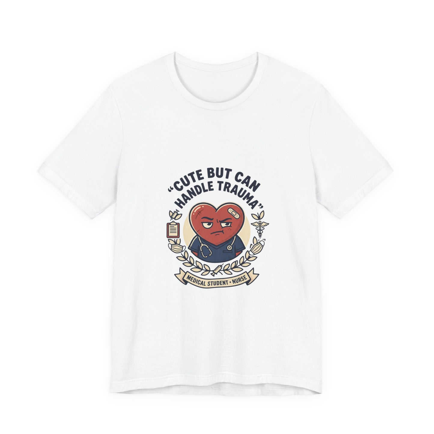 Cute But Can Handle Trauma Tee | minimal meme, deadpan black-on-white
