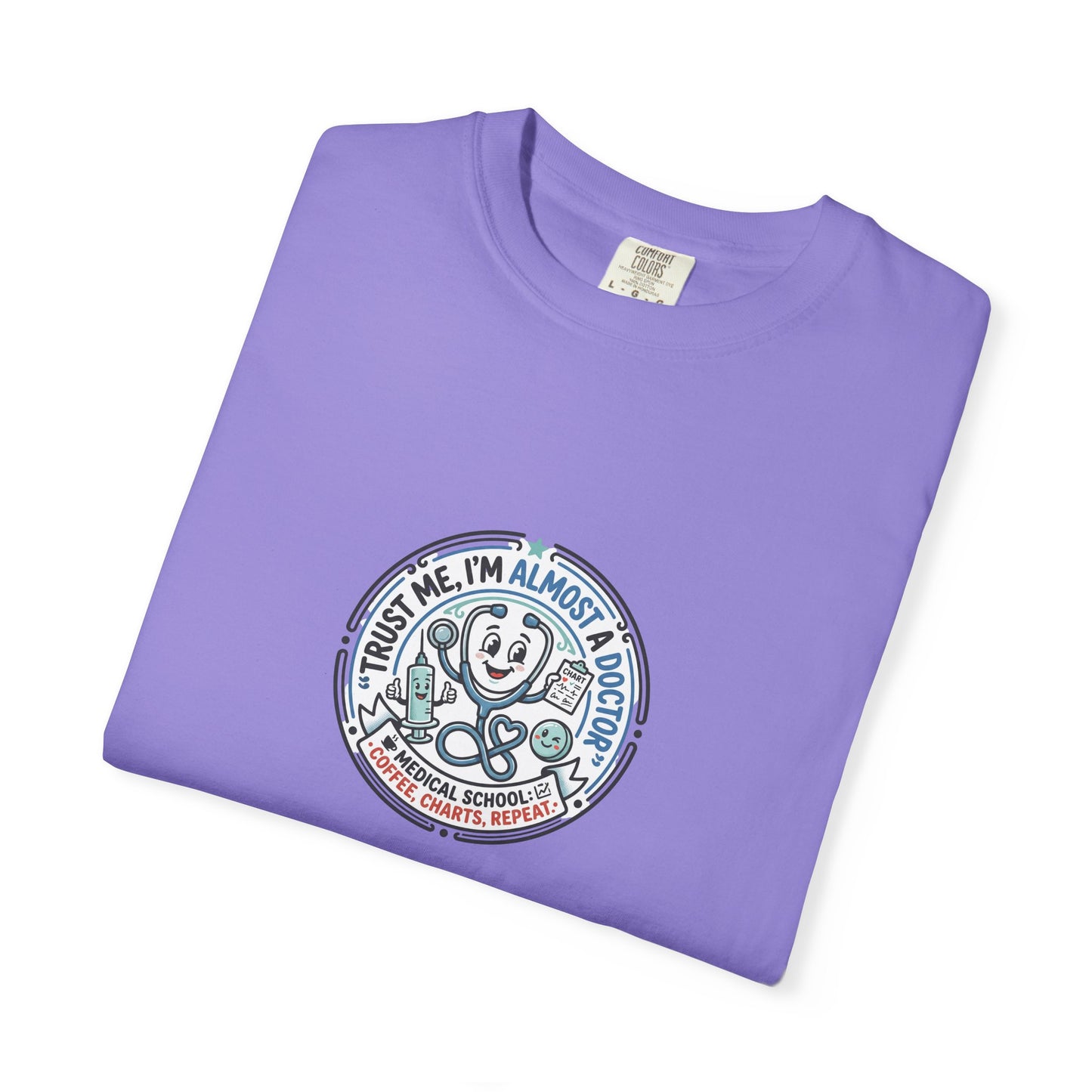 Retro Smiley Surf Badge T-Shirt - 'Sorry I'm Almost There' Graphic