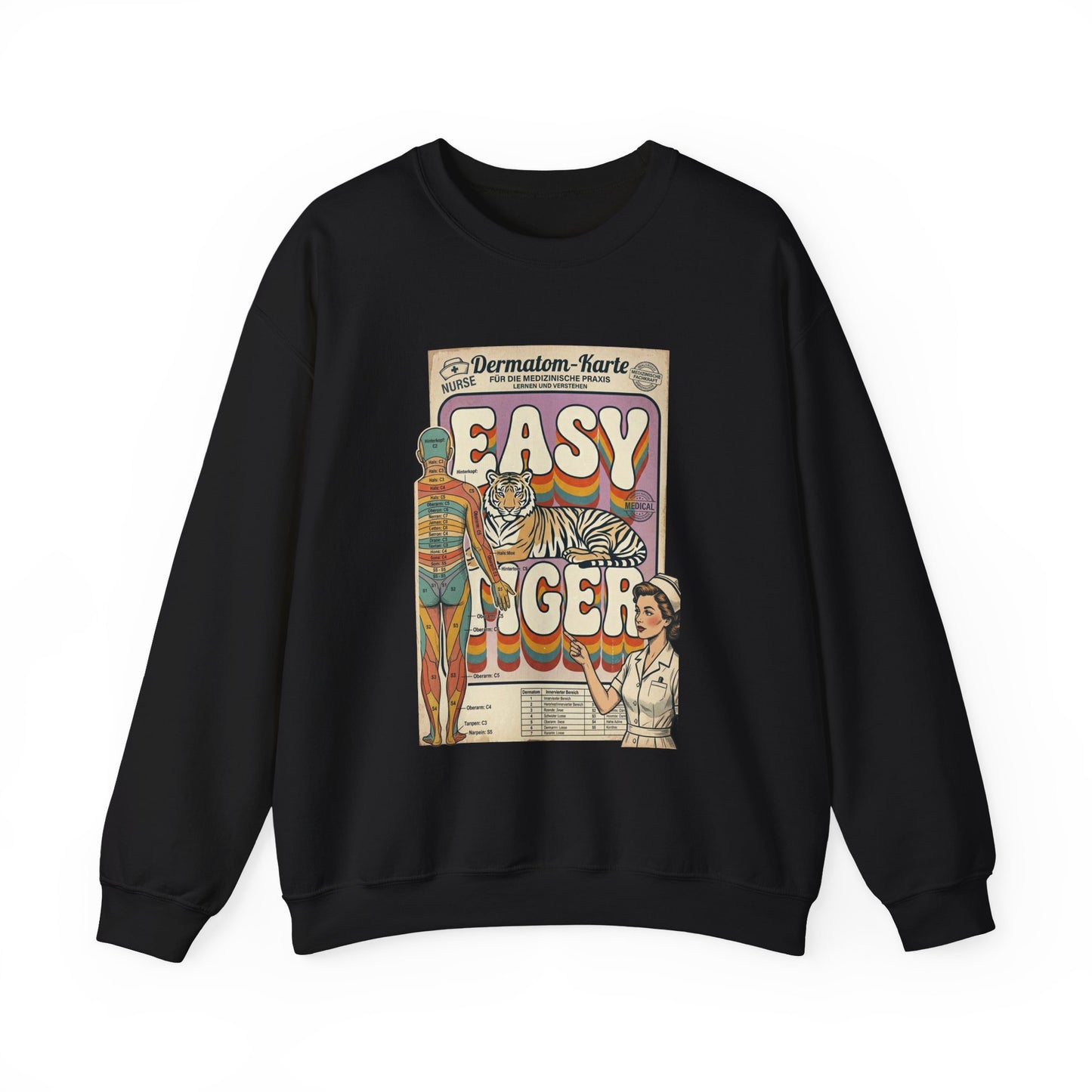 Easy Tiger retro tiger graphic Crewneck, vintage vacation vibe