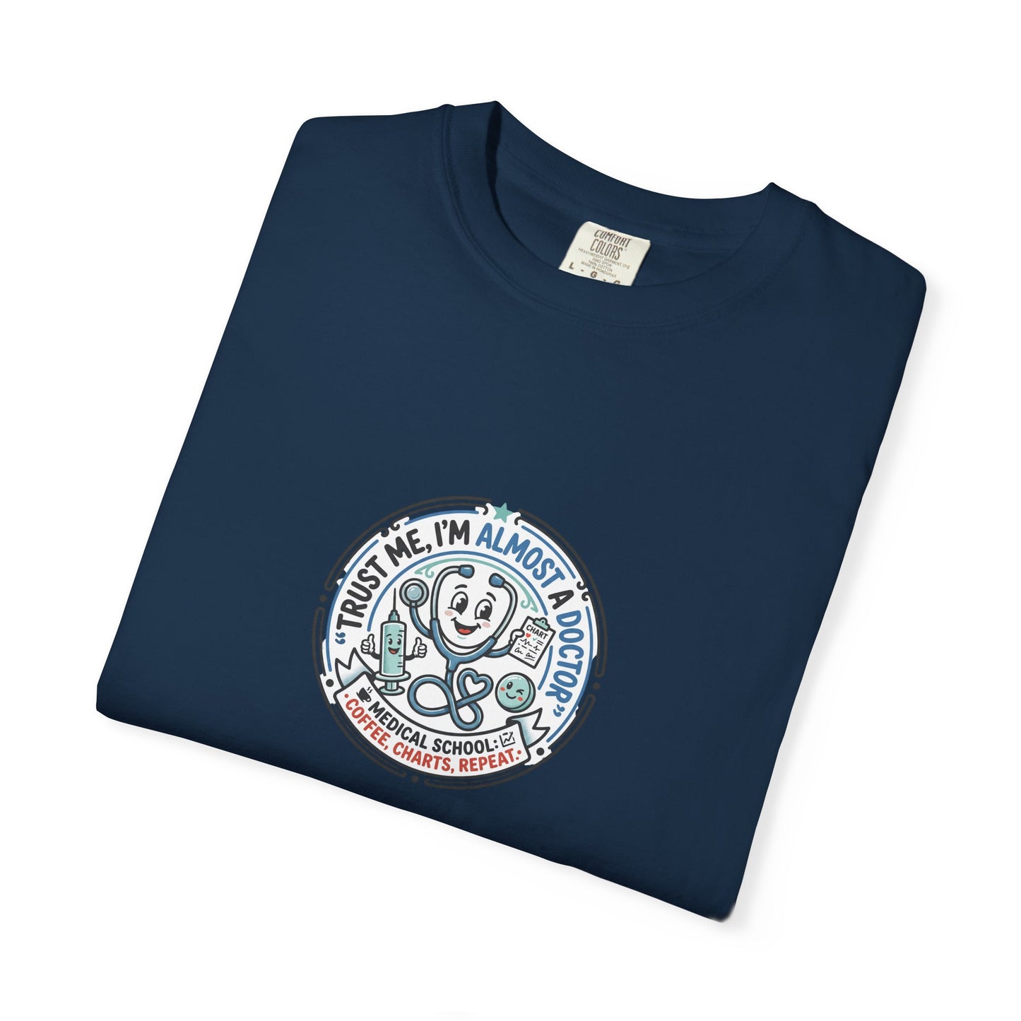 Retro Smiley Surf Badge T-Shirt - 'Sorry I'm Almost There' Graphic