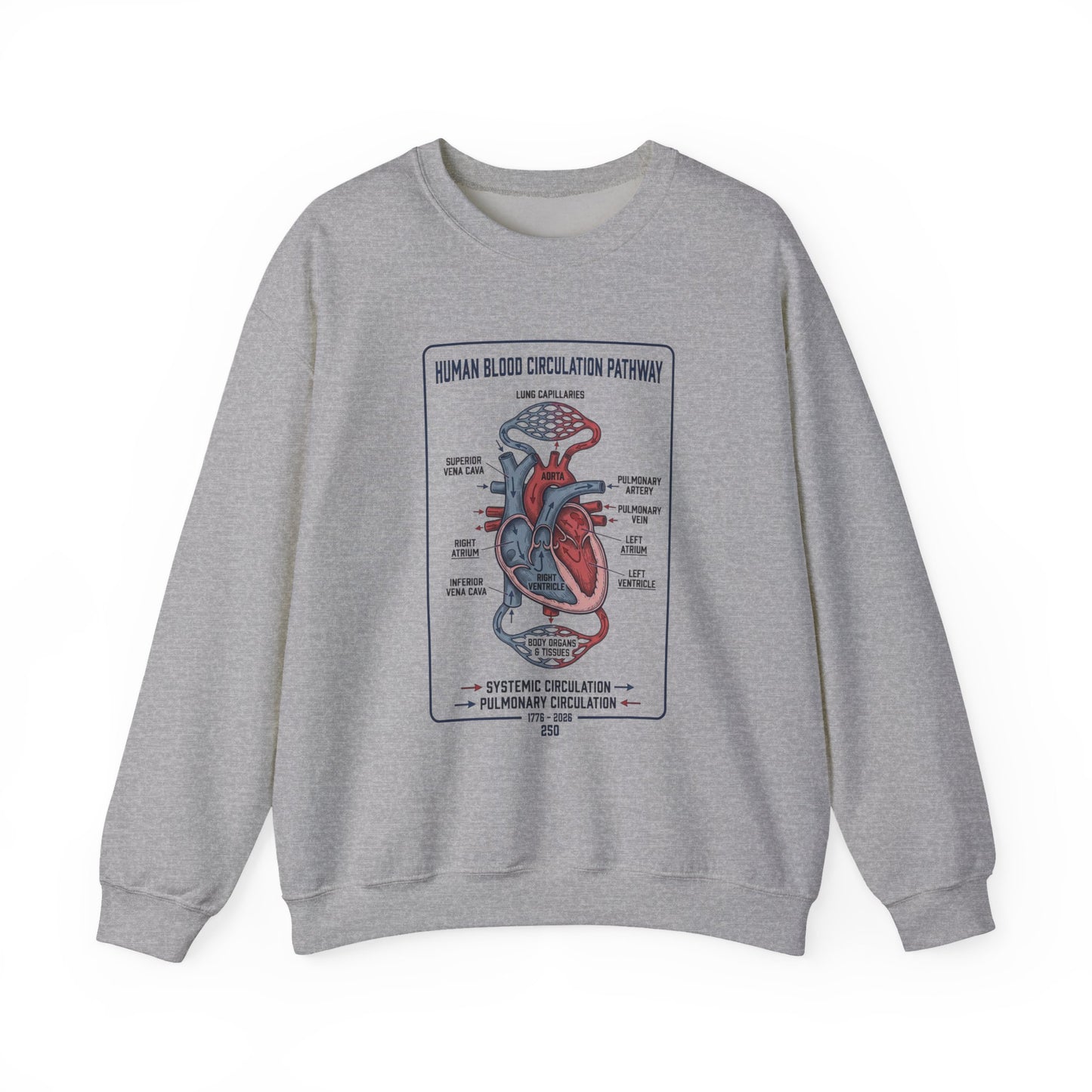 Anatomical Heart Diagram Sweatshirt | 250th 4th of July Patriotic Milestone