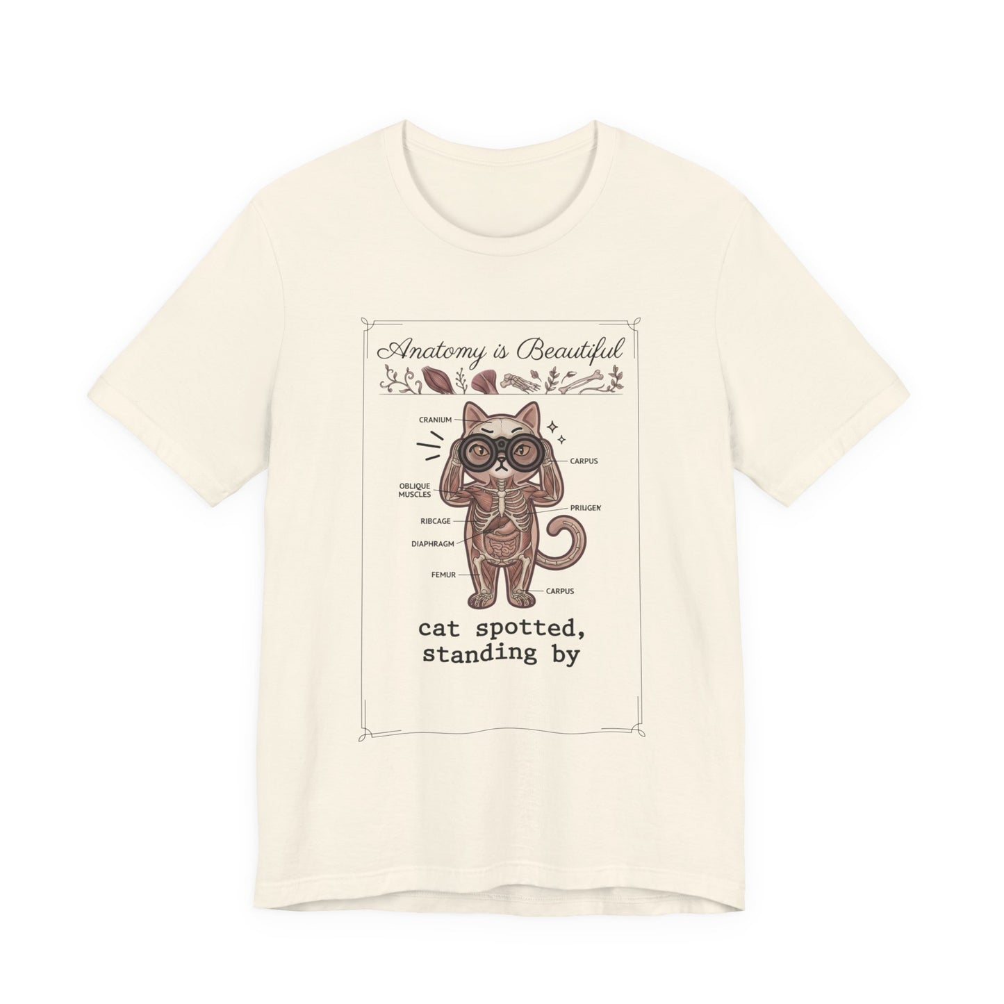 Anatomy Is Beautiful Cat Diagram Tee | Cat-Centric Novelty, Doodle Illustration