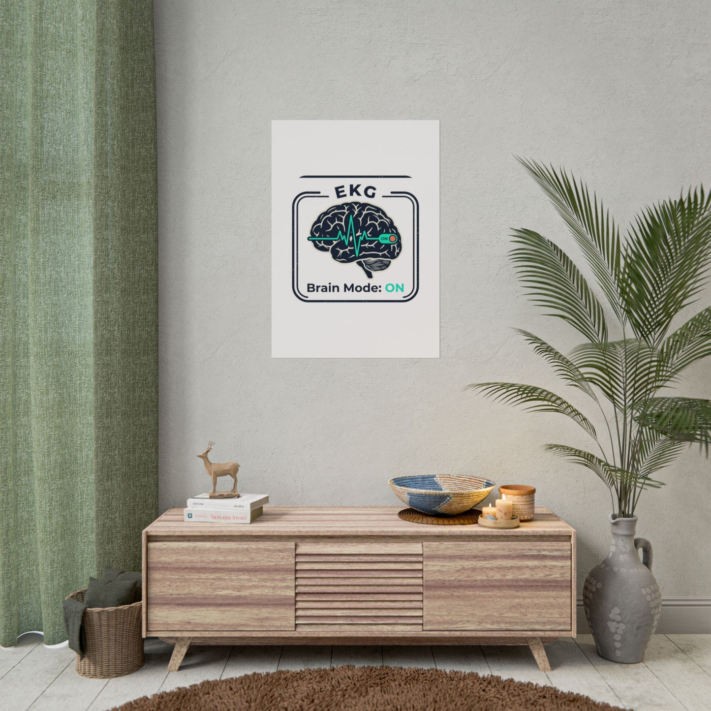 Rolled Poster — "EKG Brain Mode: ON" Graphic Art Print