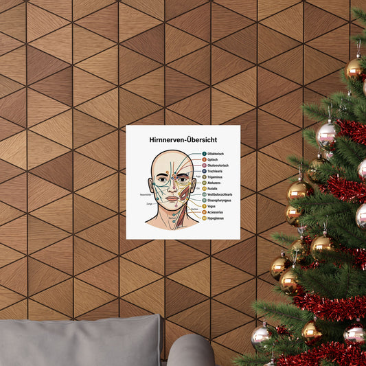 Anatomy Poster — Hirnnerven-Übersicht Matte Vertical Poster