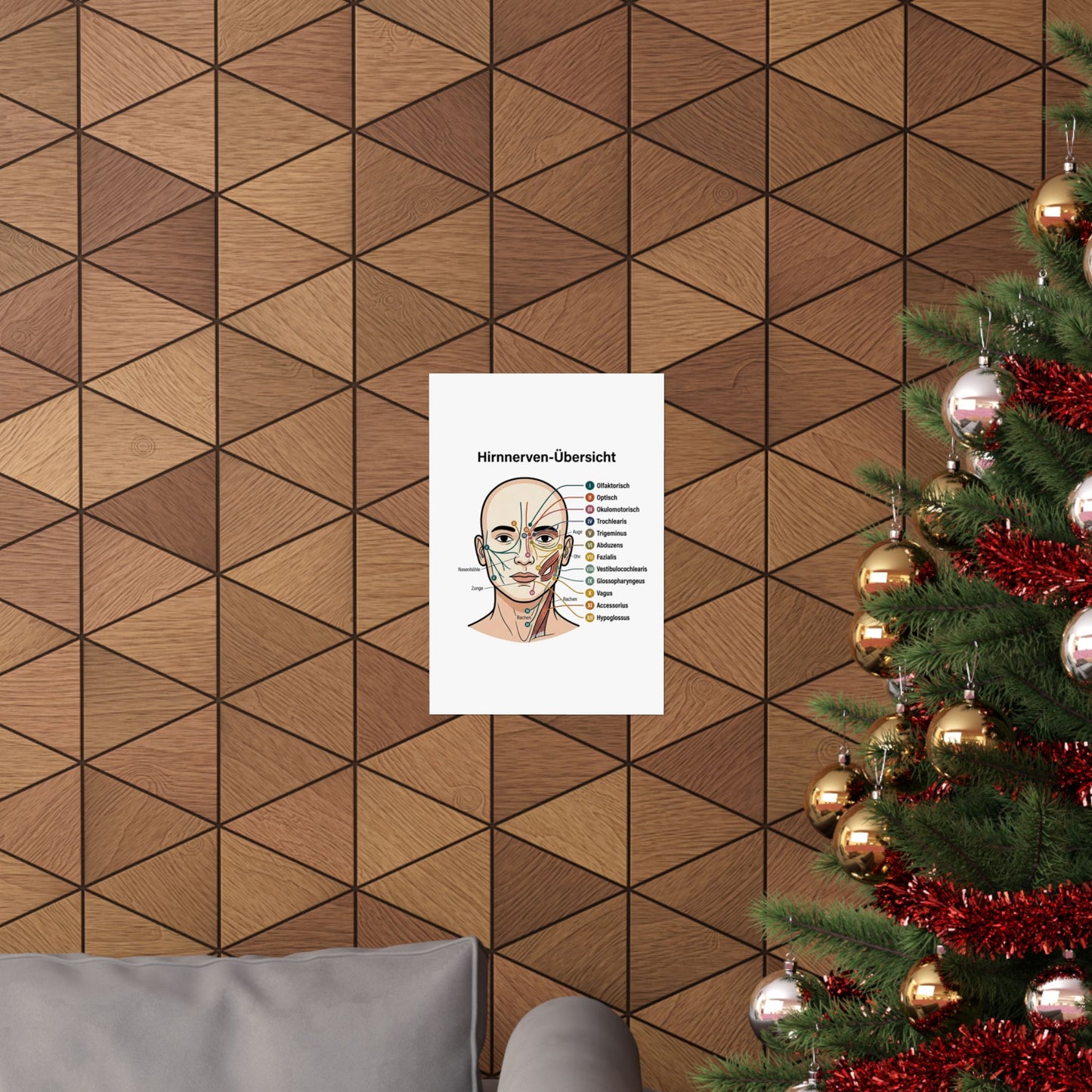 Anatomy Poster — Hirnnerven-Übersicht Matte Vertical Poster
