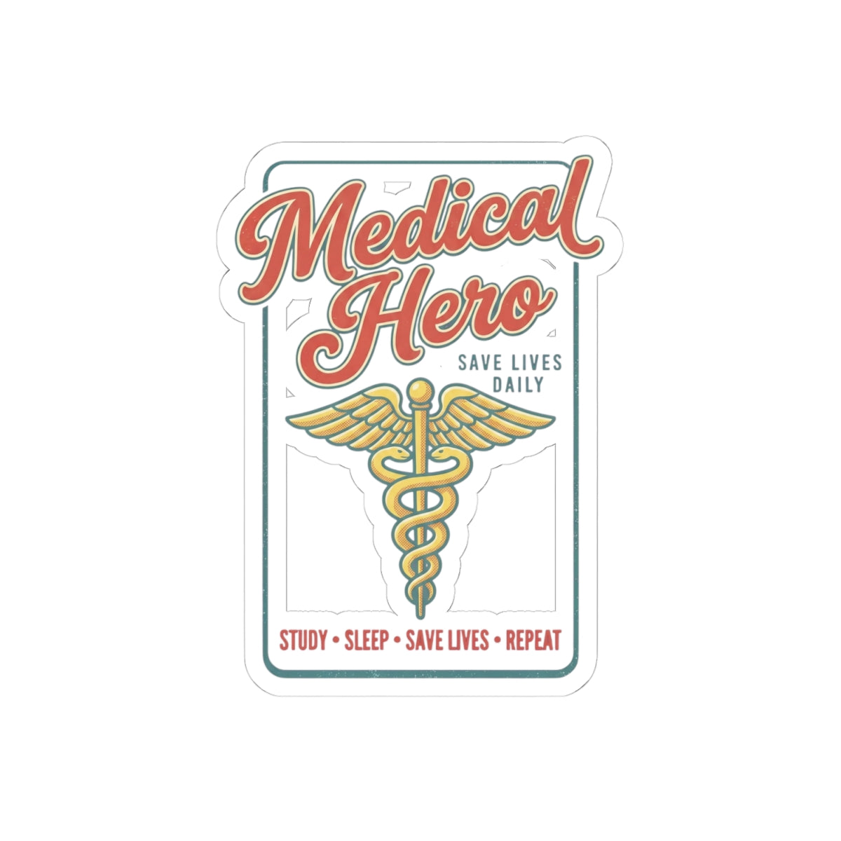 Medical Hero Caduceus sticker | Retro medical badge, vintage diner typography