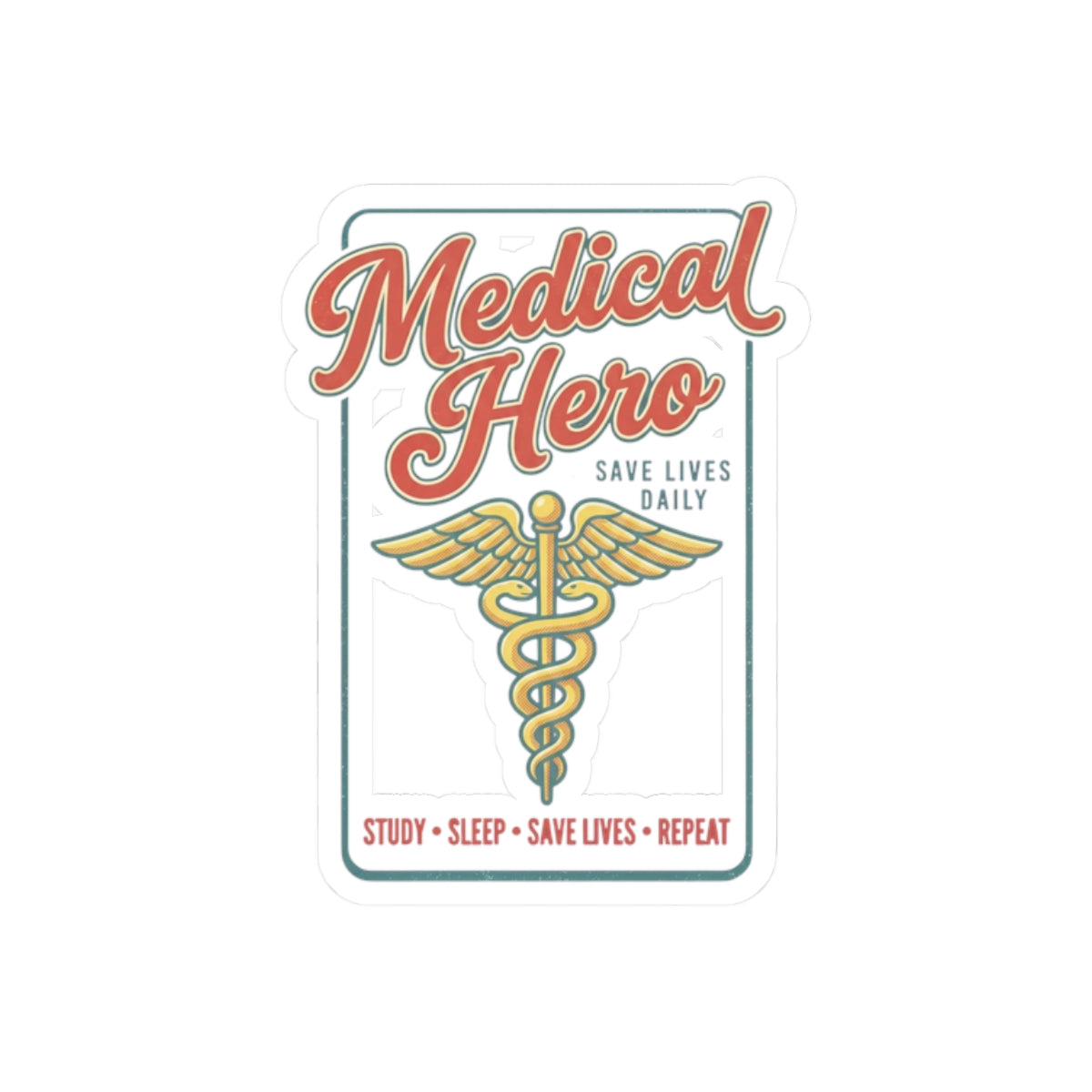 Medical Hero Caduceus sticker | Retro medical badge, vintage diner typography