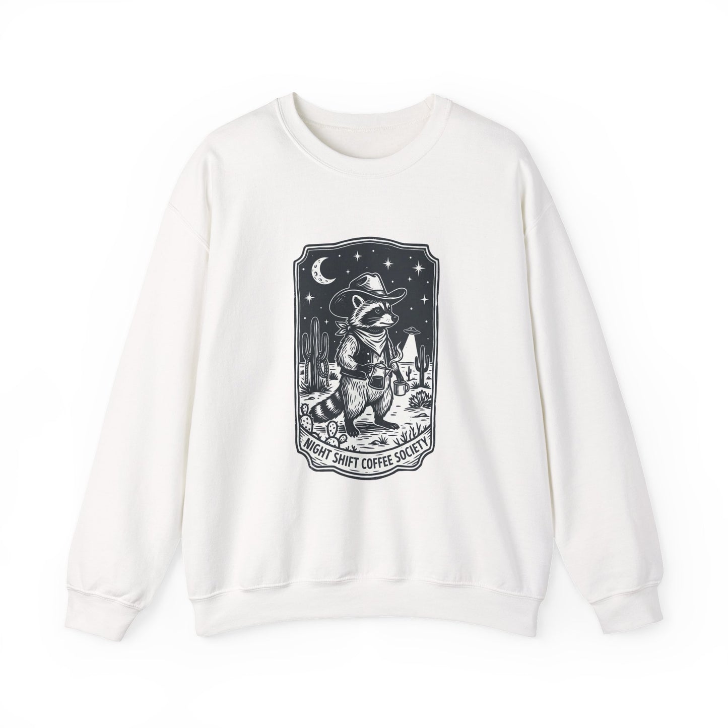 Alien Cowboy Crewneck Sweatshirt | Retro UFO Desert Graphic, Vintage Western Sci‑Fi