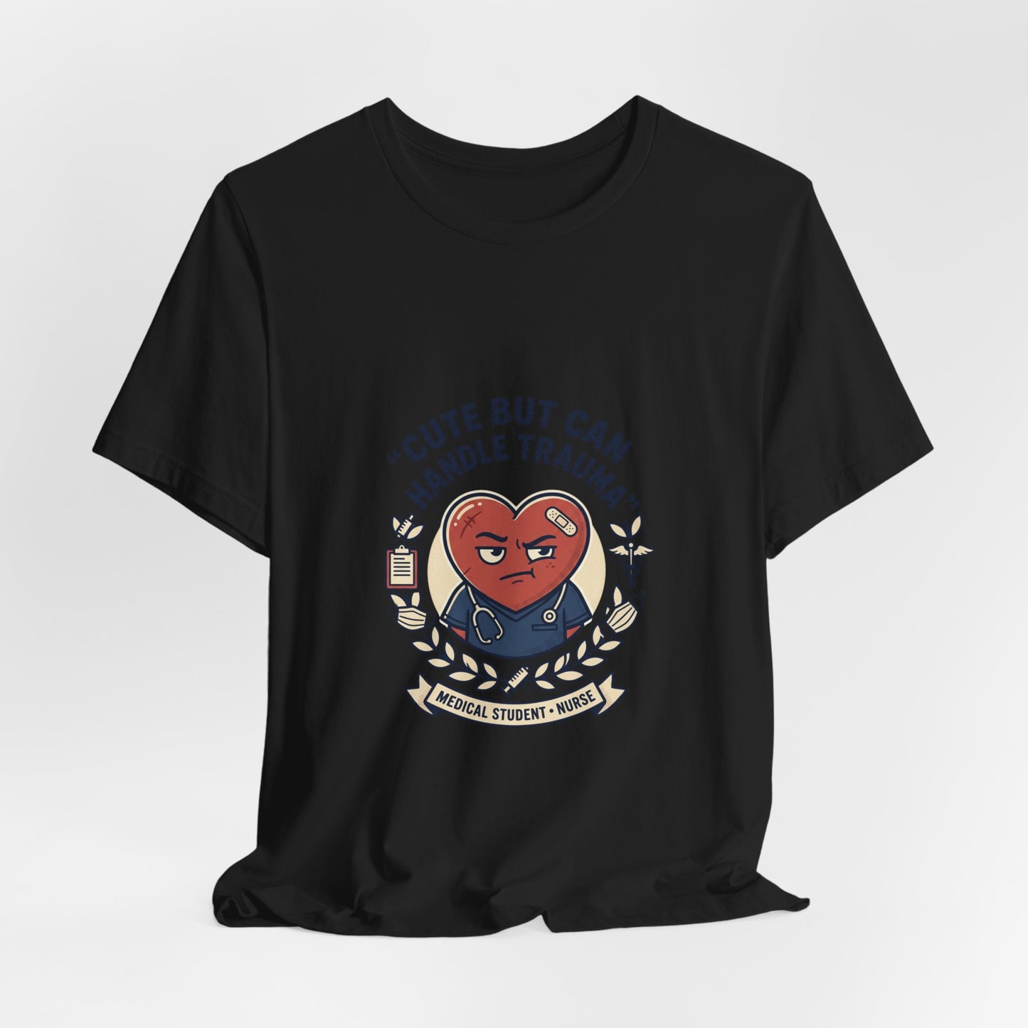 Cute But Can Handle Trauma Tee | minimal meme, deadpan black-on-white