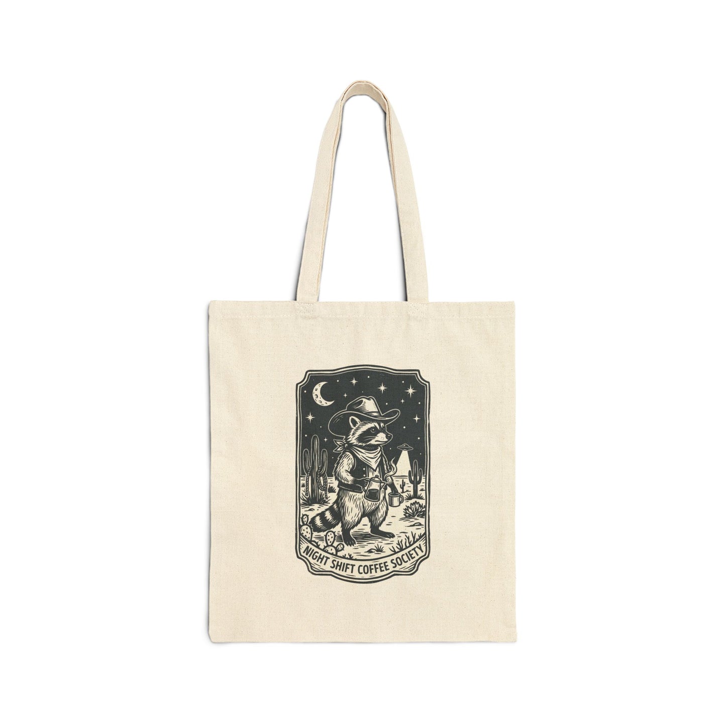 Retro UFO Cowboy Tote, Vintage Desert Alien Graphic | Distressed Western Sci‑Fi