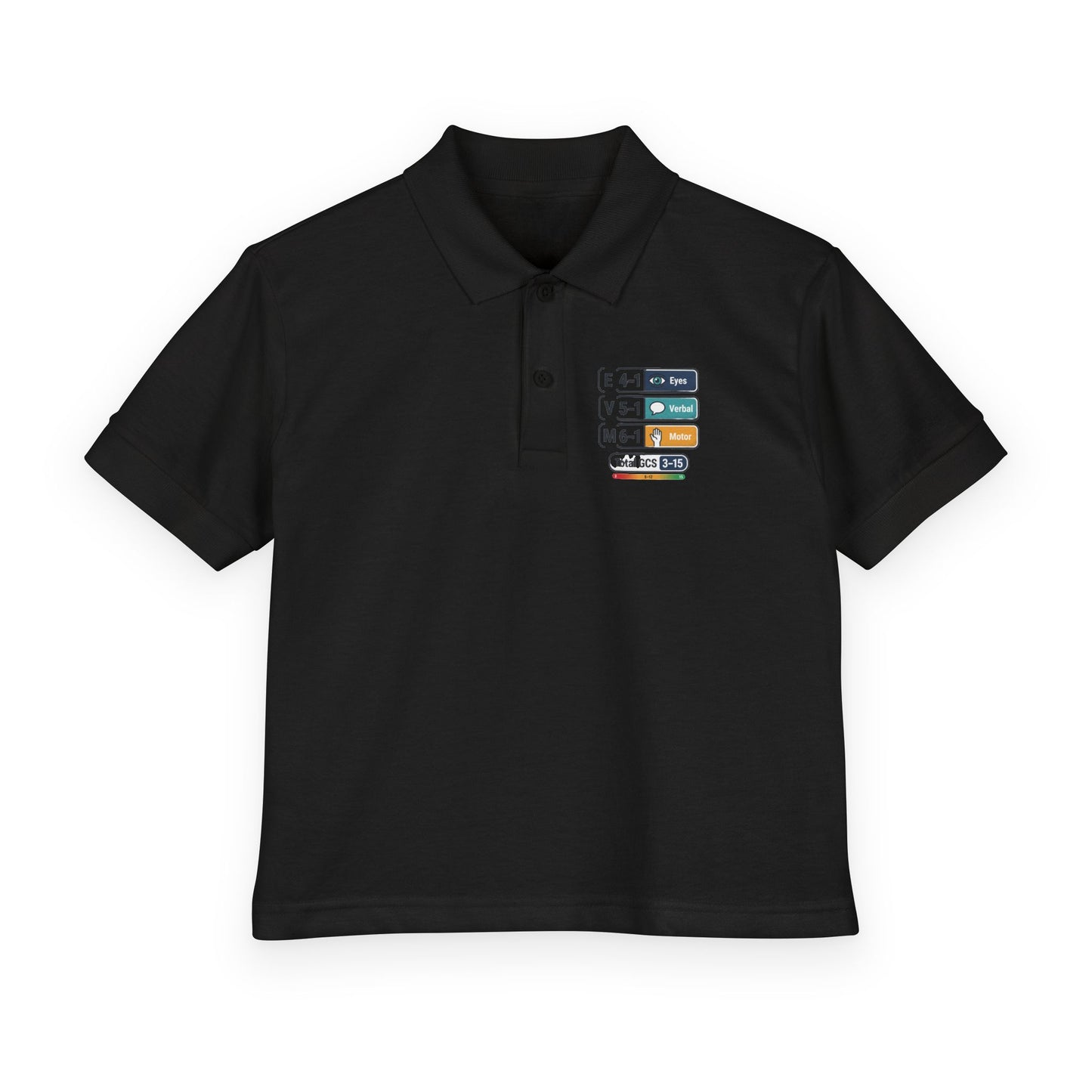 Kids Polo Shirt with Colorful Camping Icons — Outdoor Adventure Badge Design