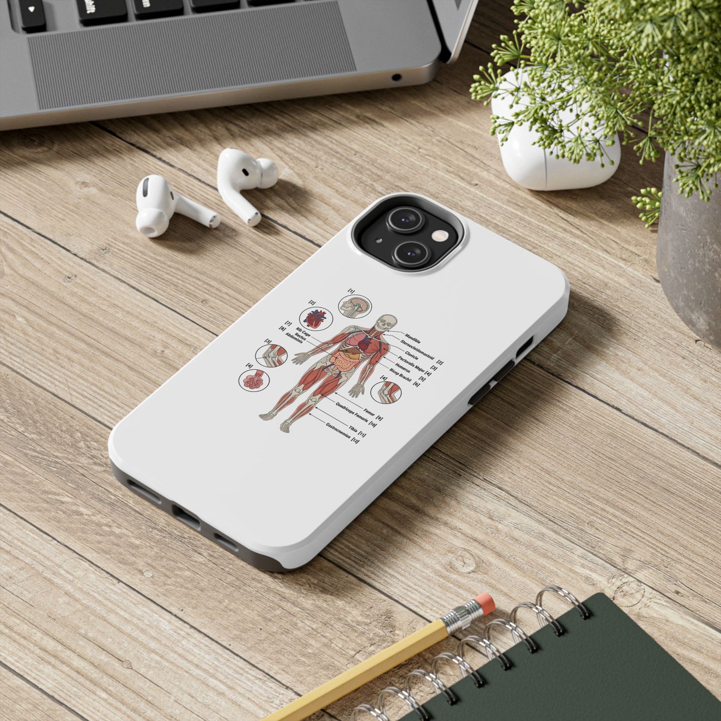 Anatomy Study Phone Case — Human Anatomy Diagram for Medical Students