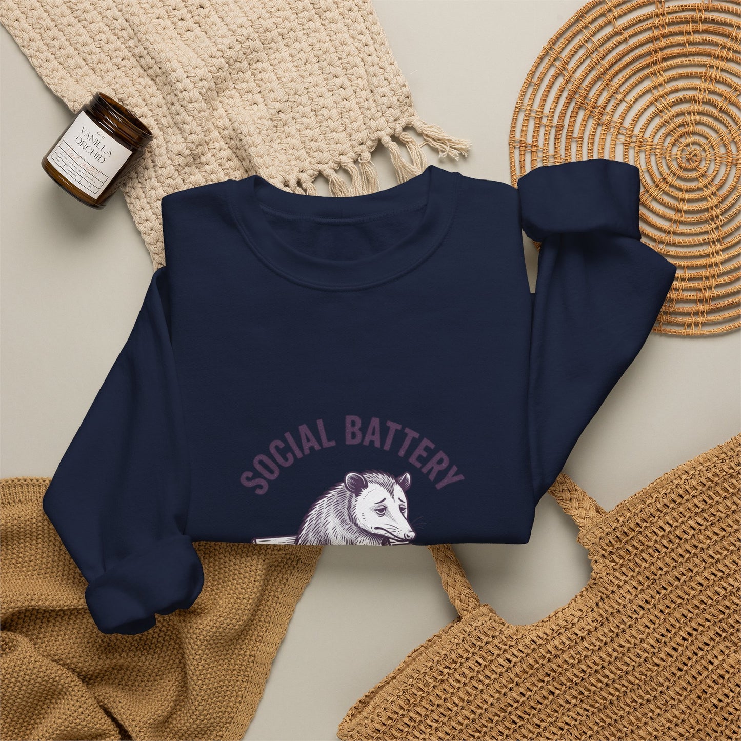 Social Battery Graphic Sweatshirt | Anxious Animal Humor, Introvert Crewneck