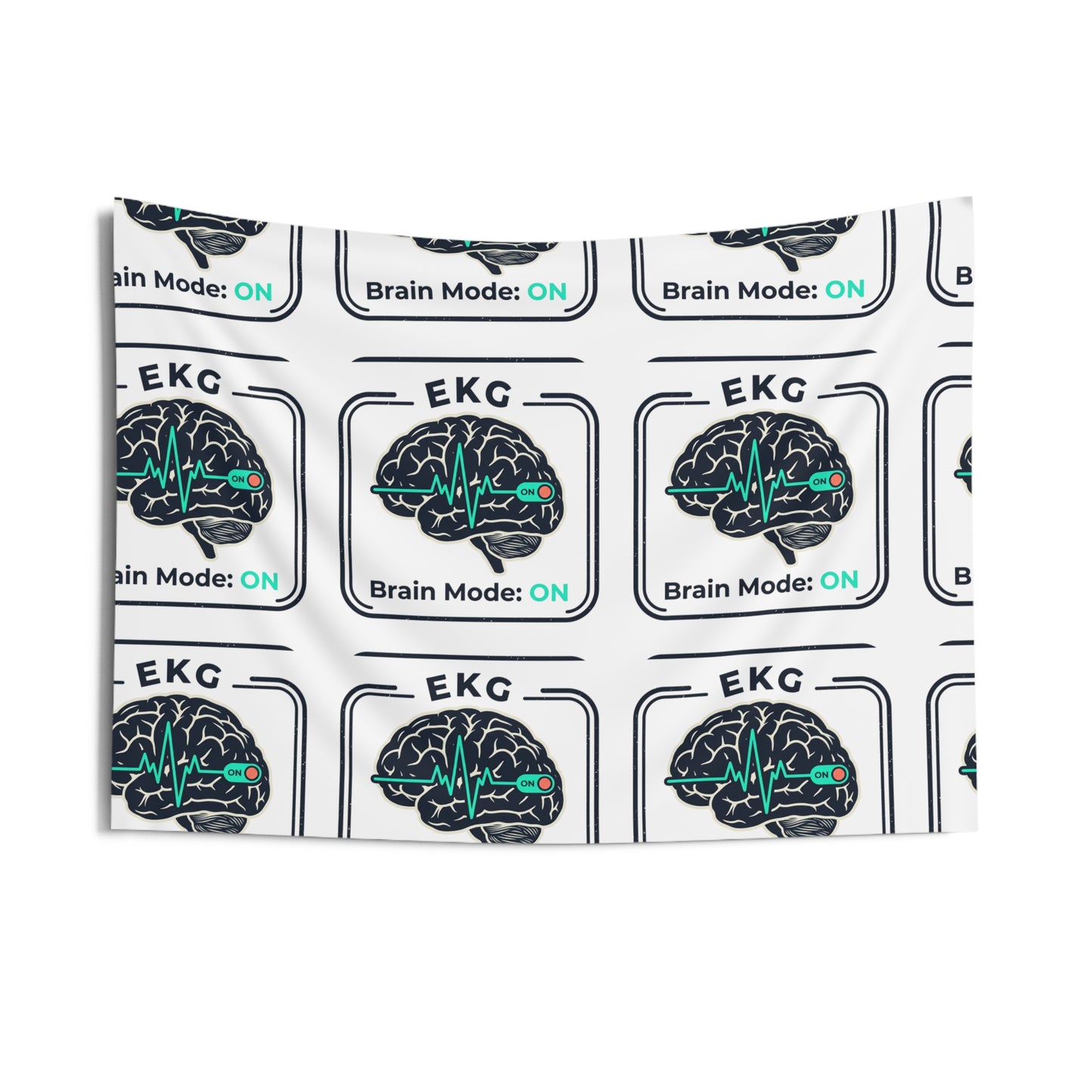 Brain Mode On Tapestry – EKG Brain Pattern Wall Hanging