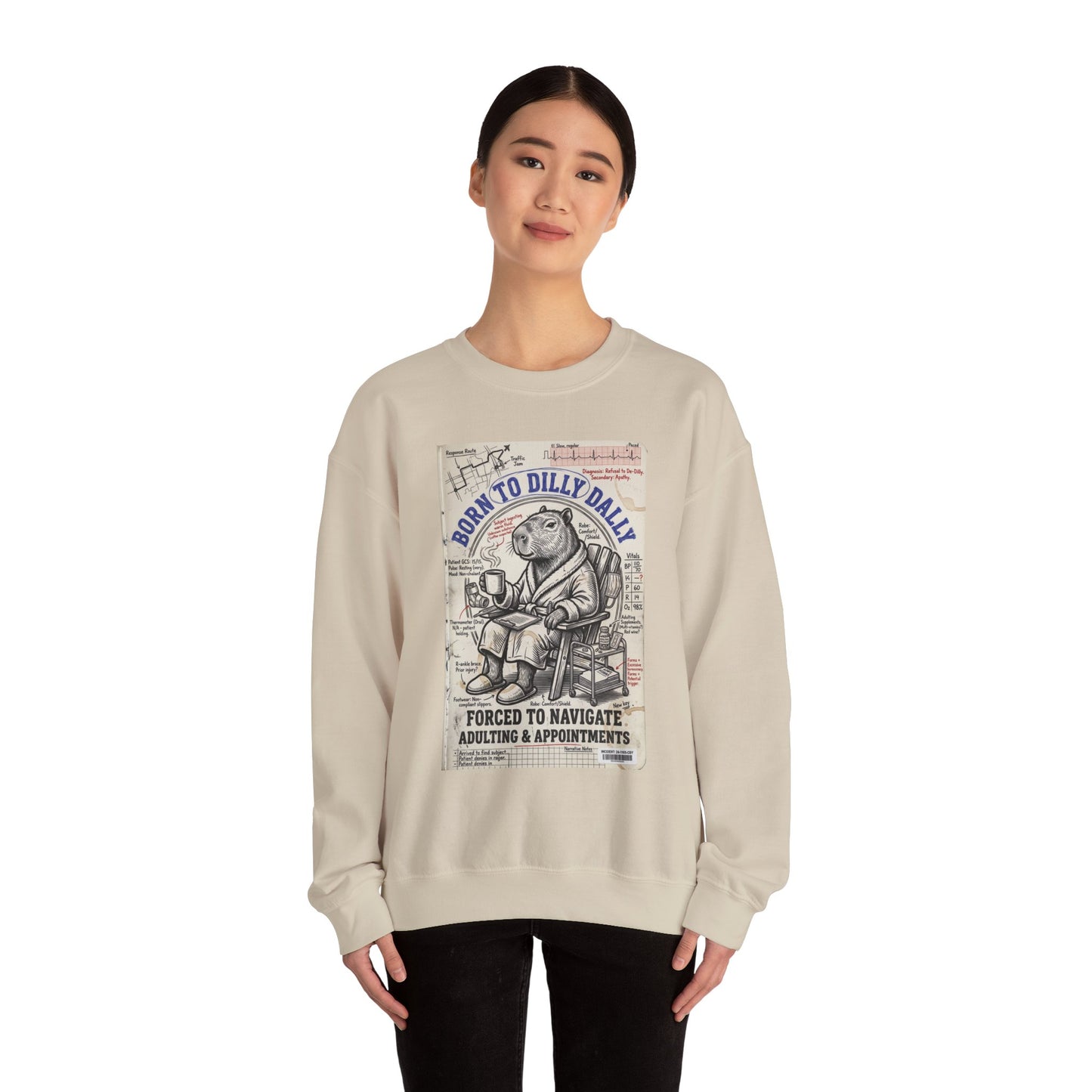 Born to Dilly Dally Sweatshirt | procrastination humor, retro cartoon