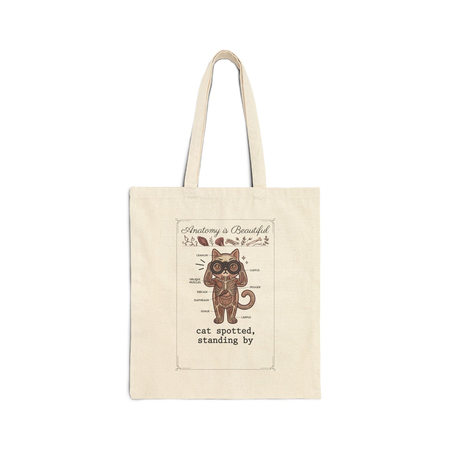 Vintage Doodle Cat Illustration Tote | Cat-Centric Novelty, Whimsical
