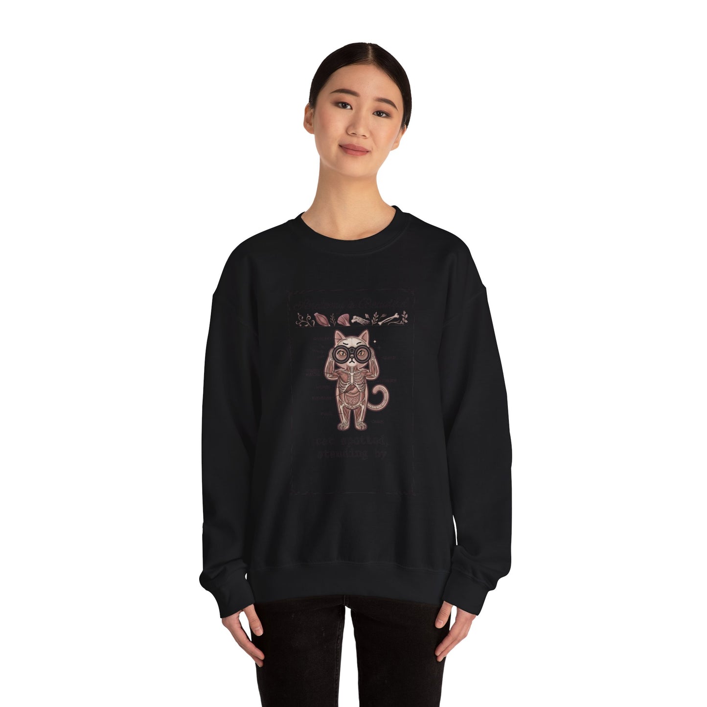 Anatomy Is Beautiful Cat Graphic Sweatshirt | Cat-Centric Novelty, Doodle Illustration
