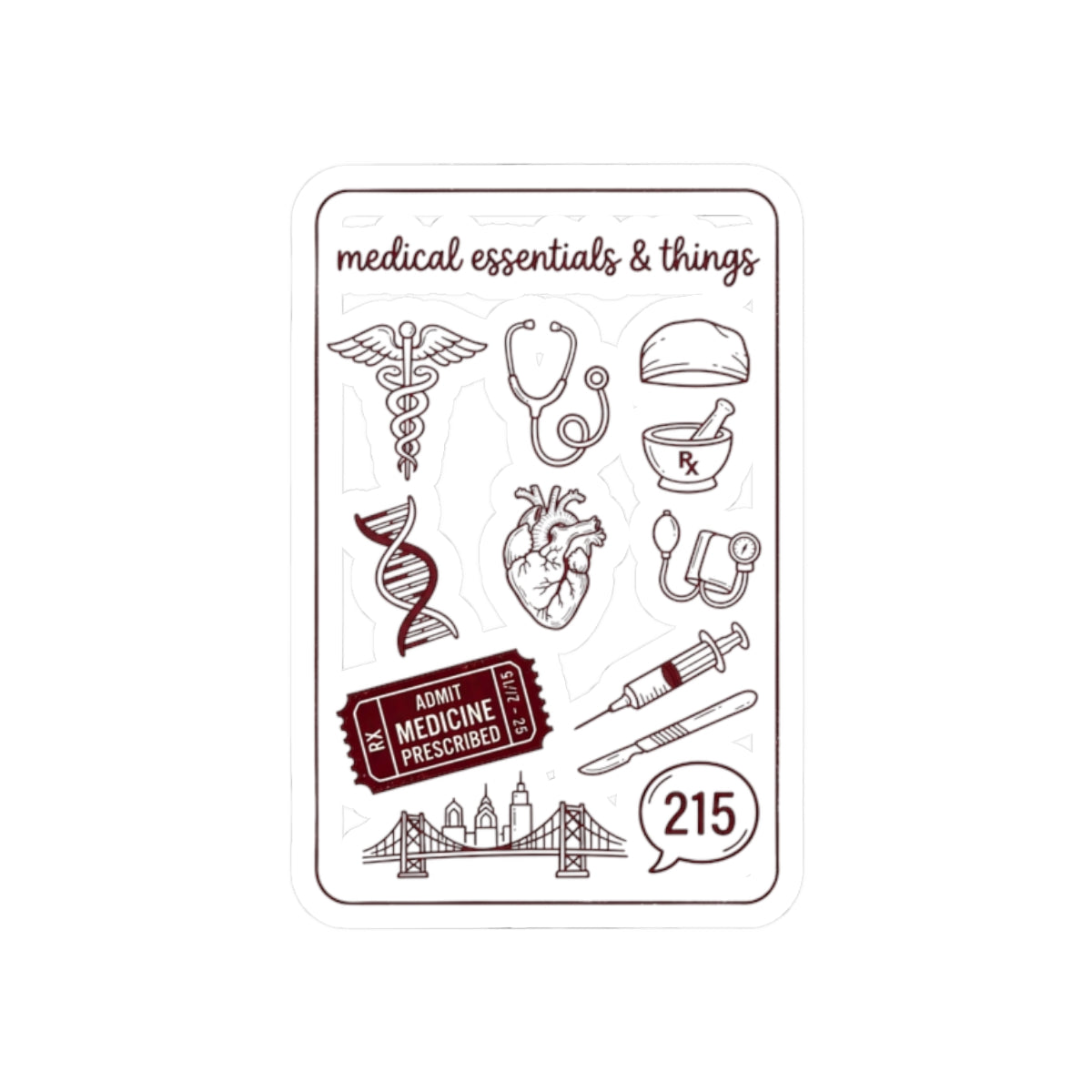 Philadelphia Medicine Icons Kiss-Cut Stickers | 215 City Pride