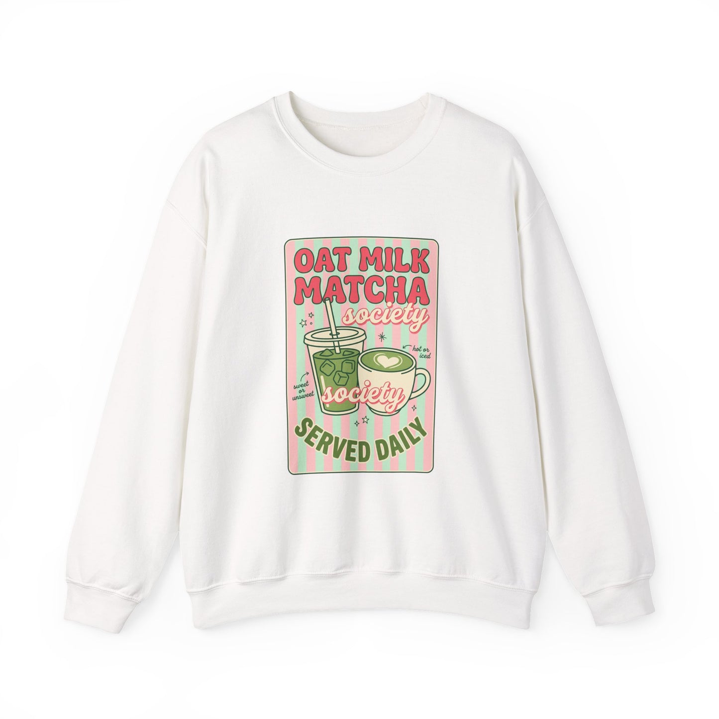 Oat Milk Matcha Society Crewneck Sweatshirt | Matcha Girl Cafe Aesthetic