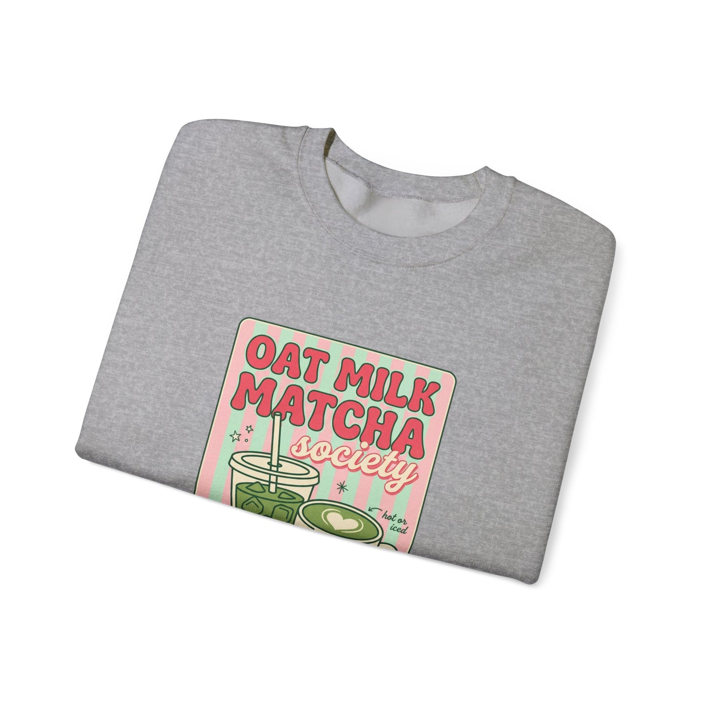 Oat Milk Matcha Society Crewneck Sweatshirt | Matcha Girl Cafe Aesthetic