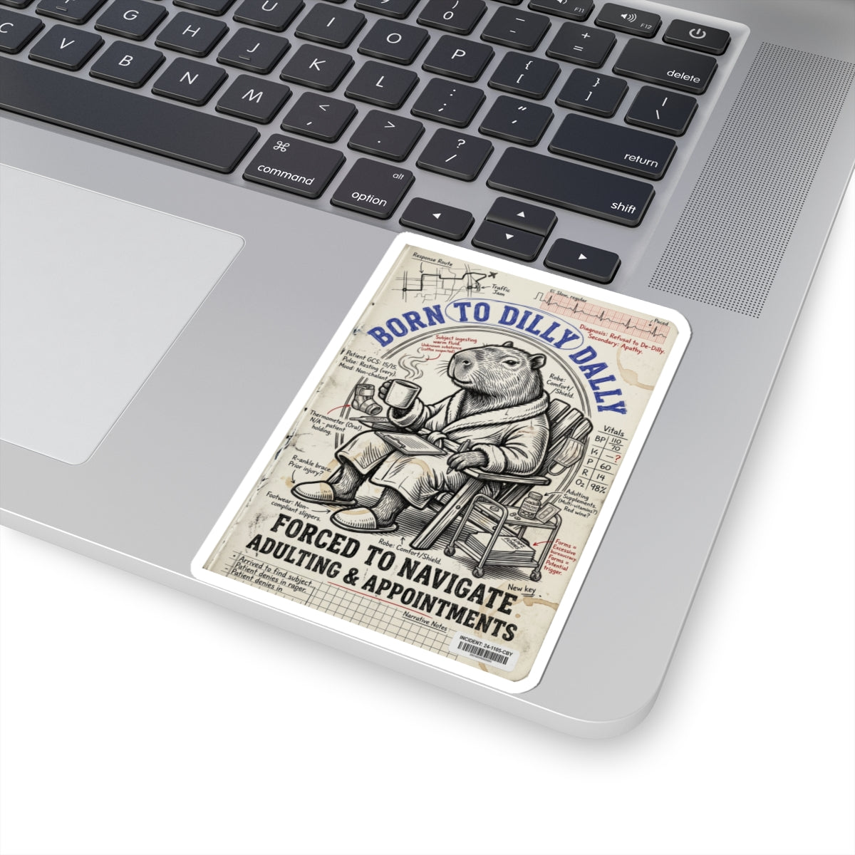 Born to Dilly Dally Sticker | Cute Procrastination Meme, Retro Animal Sticker