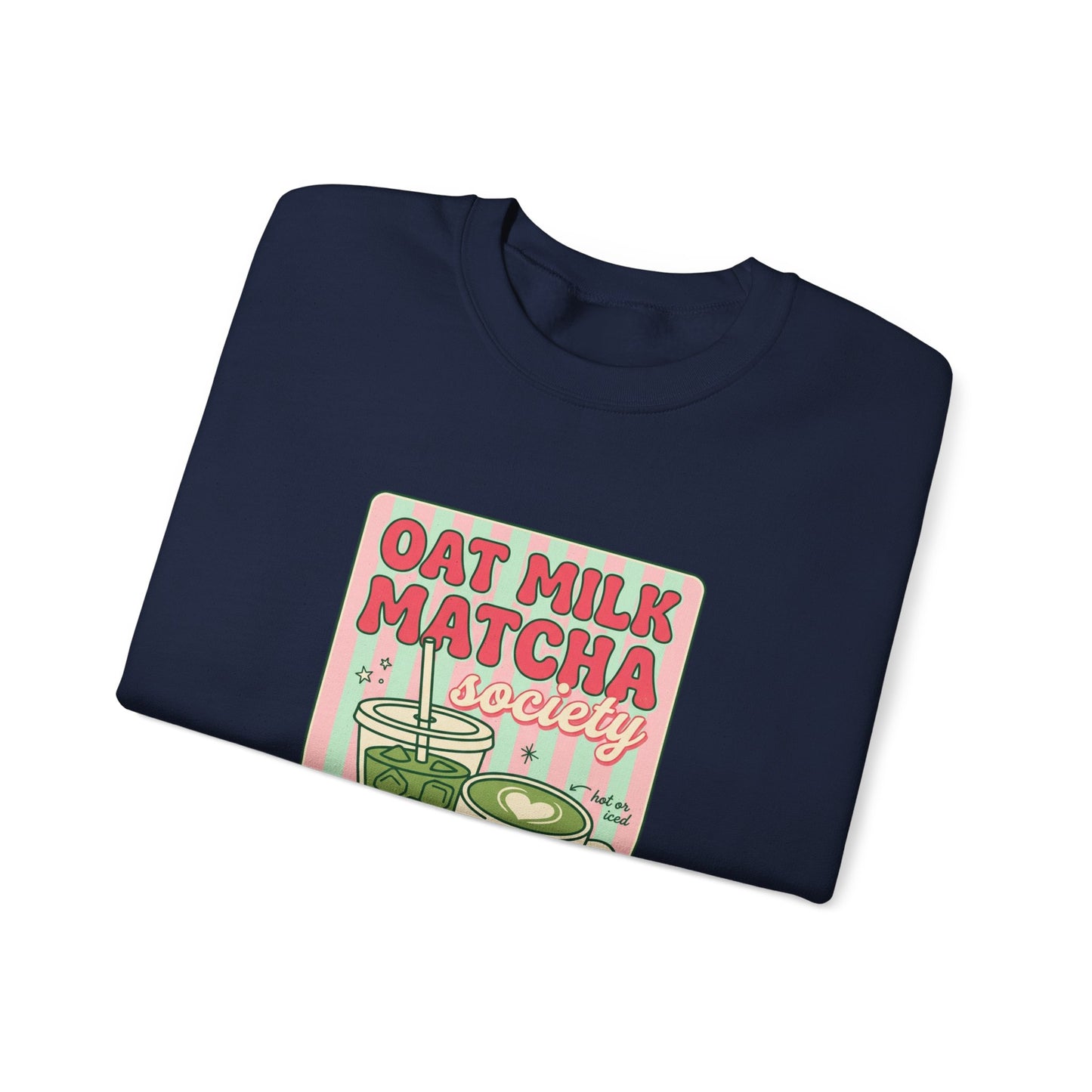 Oat Milk Matcha Society Crewneck Sweatshirt | Matcha Girl Cafe Aesthetic