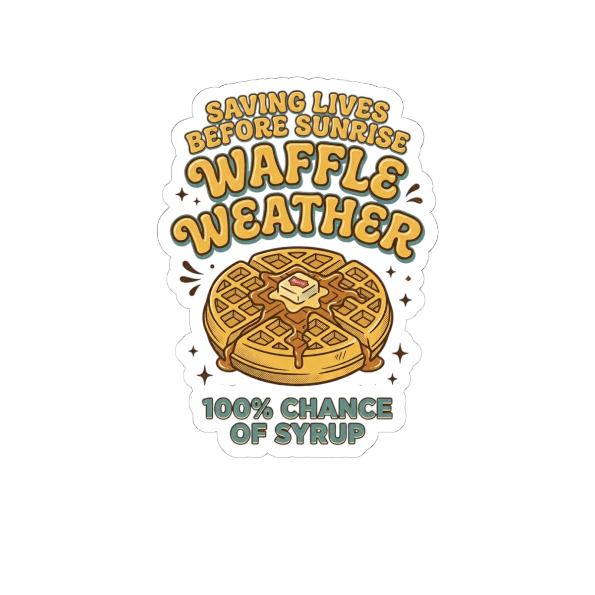 Waffle Weather Sticker | Vintage Food Graphics, Retro Breakfast