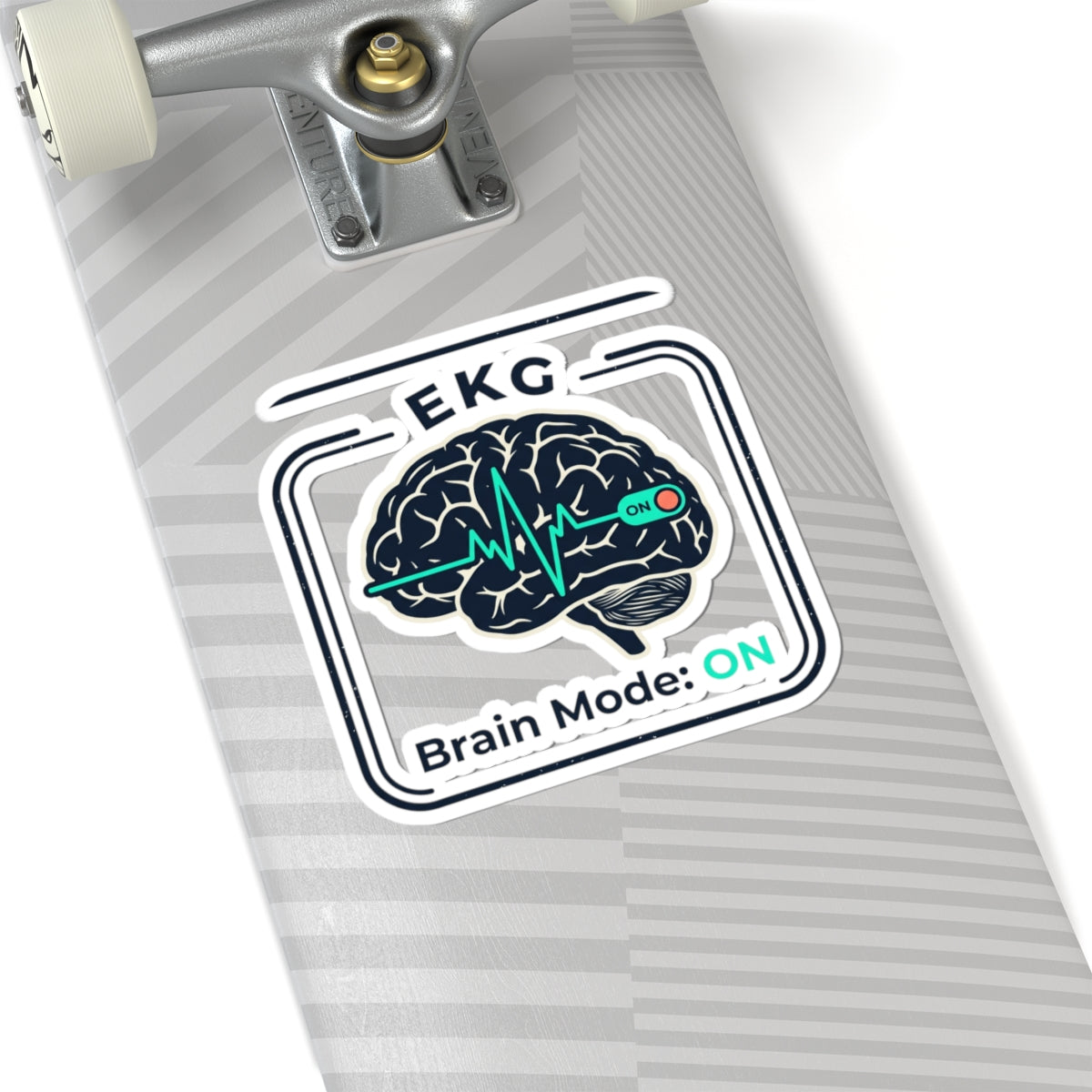 Brain Mode: ON Sticker — EKG Brain Laptop Decal for Students & Professionals