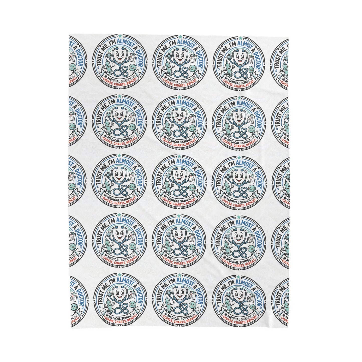 Cozy Velveteen Plush Blanket — “I’m Almost There” Retro Badge Pattern