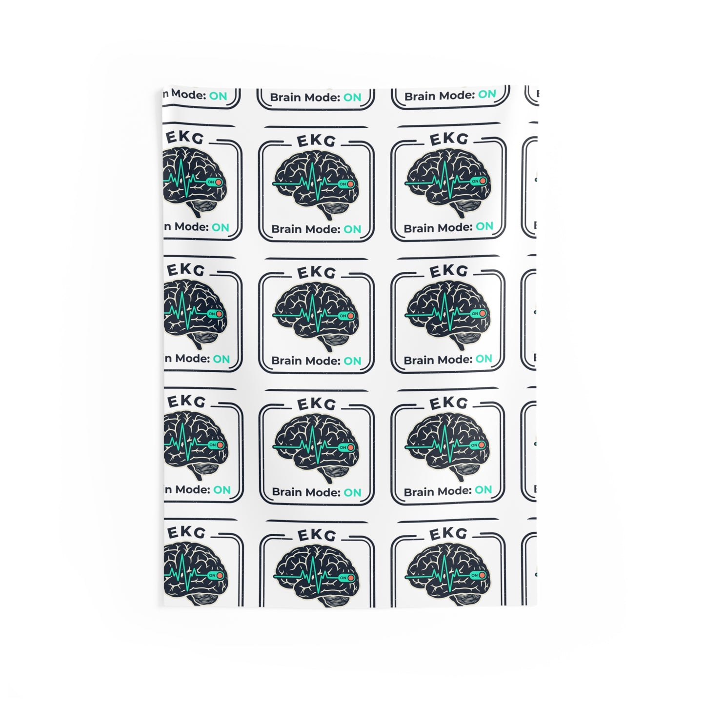 Brain Mode On Tapestry – EKG Brain Pattern Wall Hanging