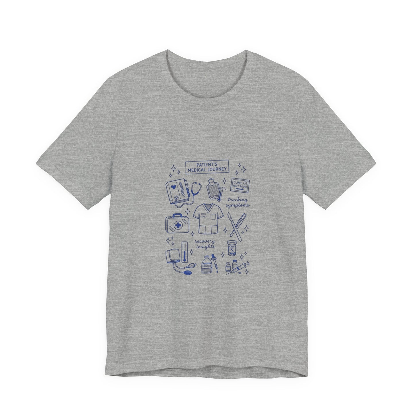 Hockey Romance Doodle Tee | hockey sticks skates hearts, bookish crest T-Shirt