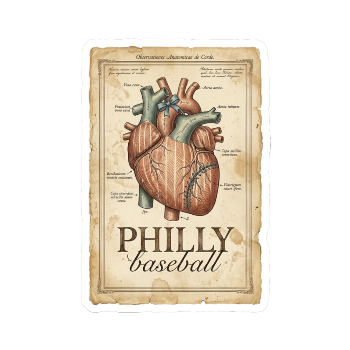 Philly Baseball Anatomical Heart Sticker | City Pride, Sports Fan Decal