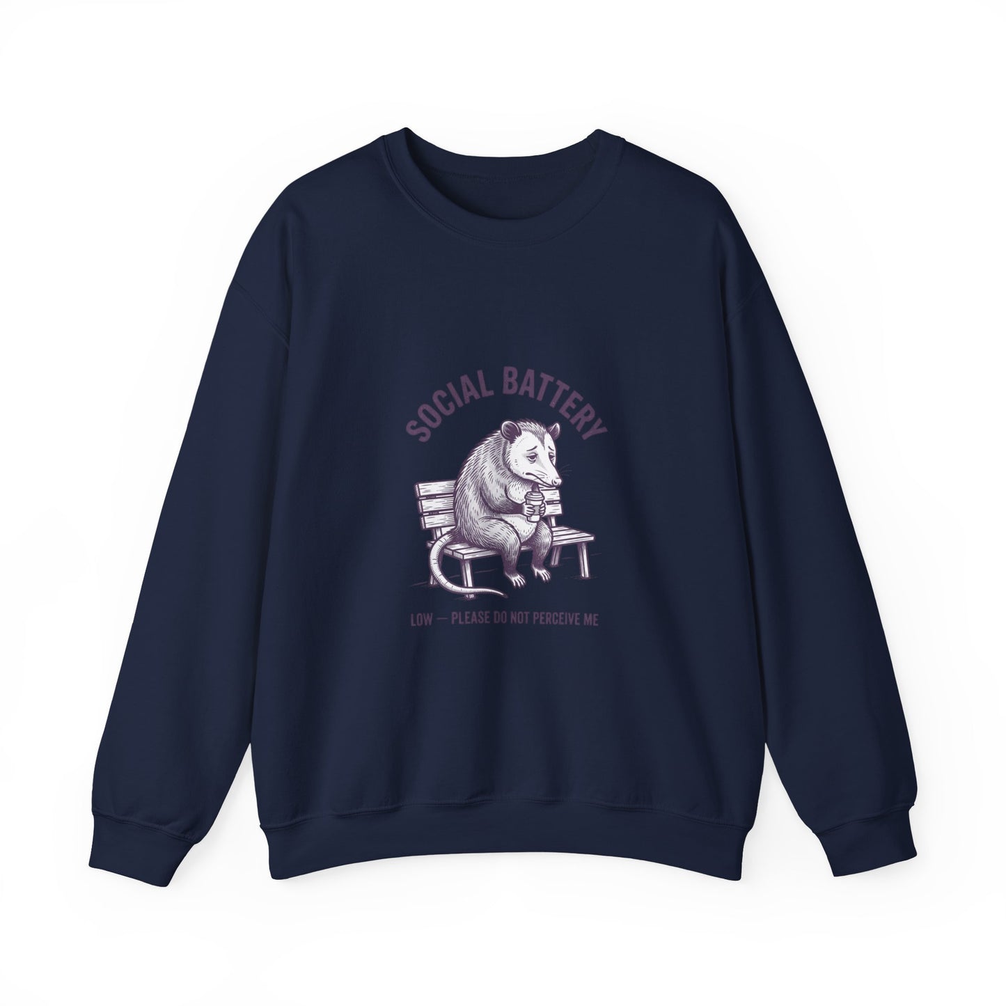 Social Battery Graphic Sweatshirt | Anxious Animal Humor, Introvert Crewneck