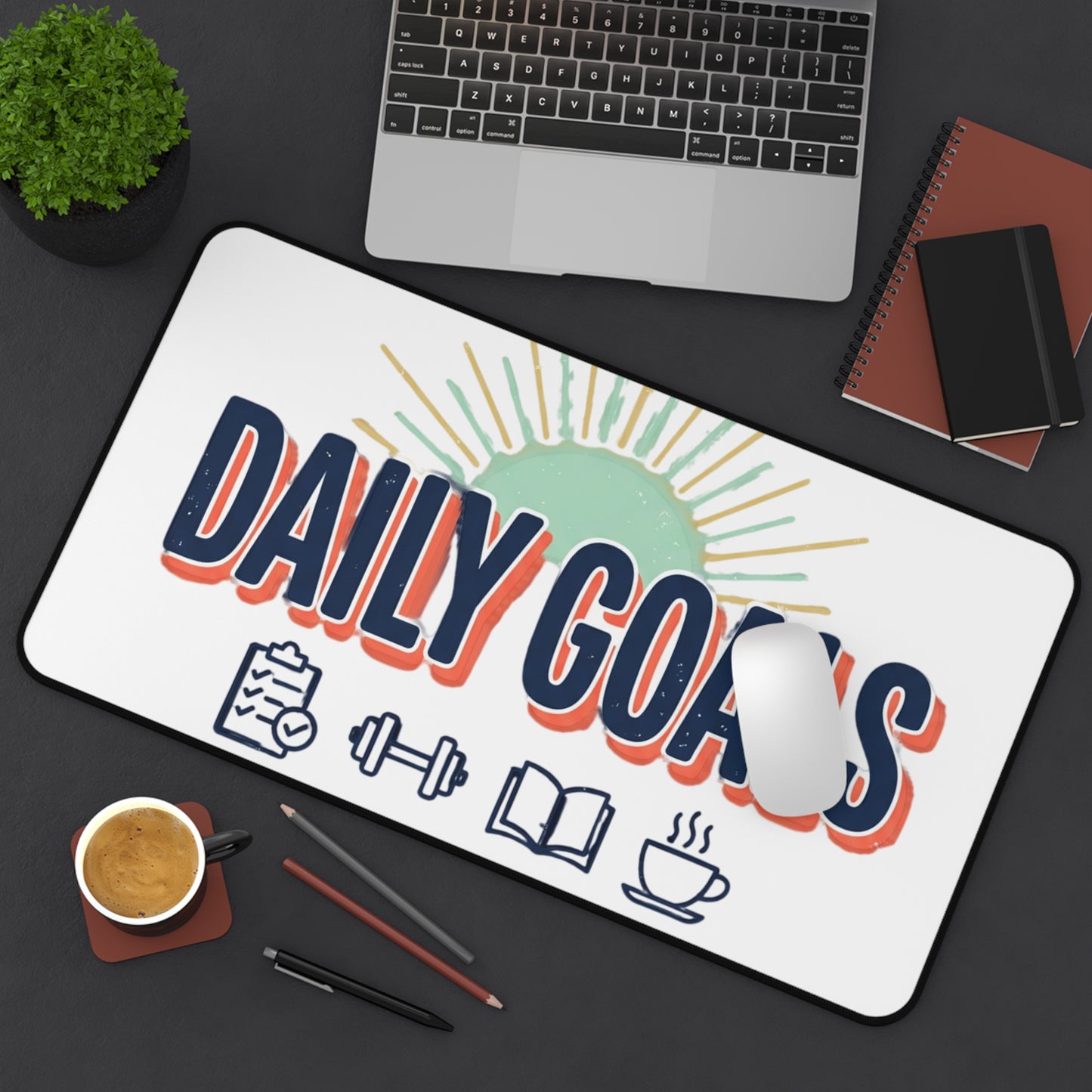 Daily Goals Desk Mat — Motivational Workstation Mouse Pad