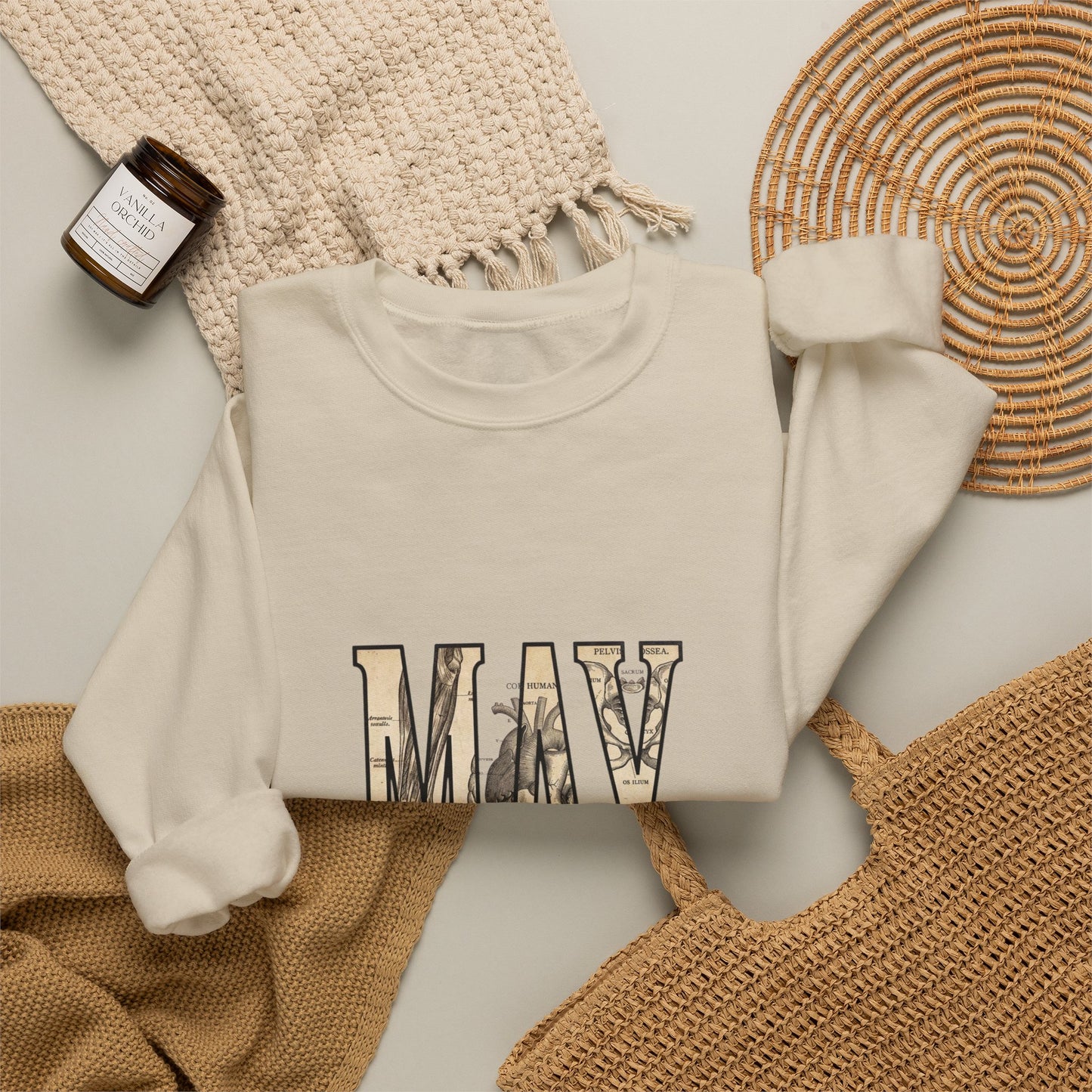 May Birth Flower Sweatshirt | Botanical Birth Month Floral Typography