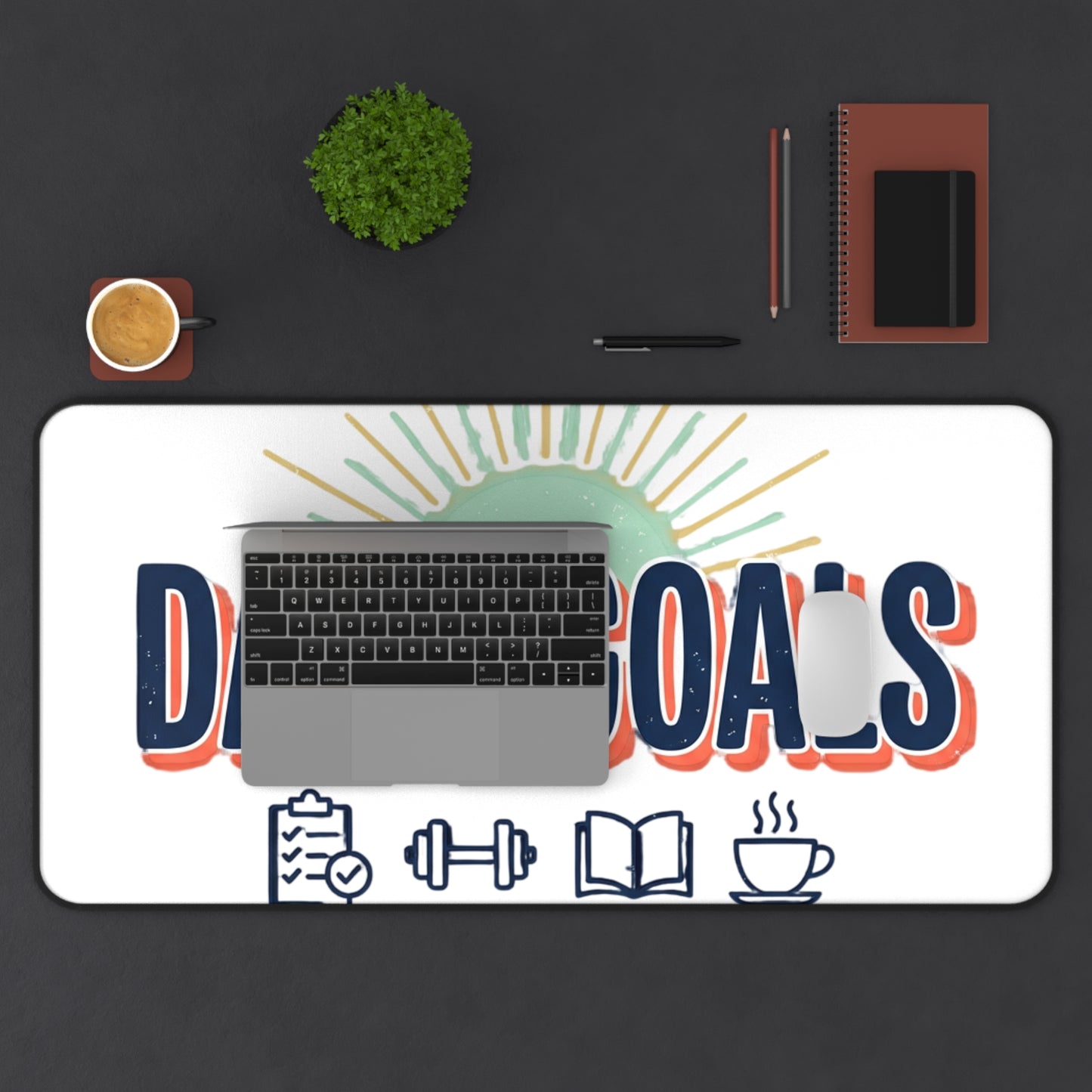 Daily Goals Desk Mat — Motivational Workstation Mouse Pad
