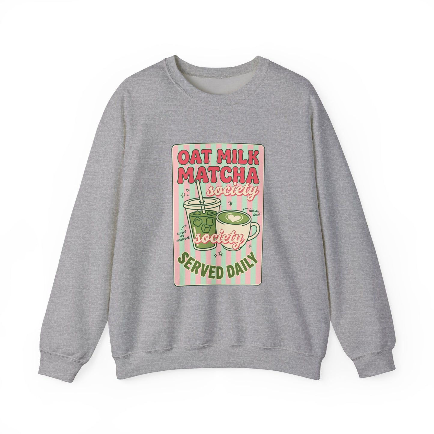 Oat Milk Matcha Society Crewneck Sweatshirt | Matcha Girl Cafe Aesthetic