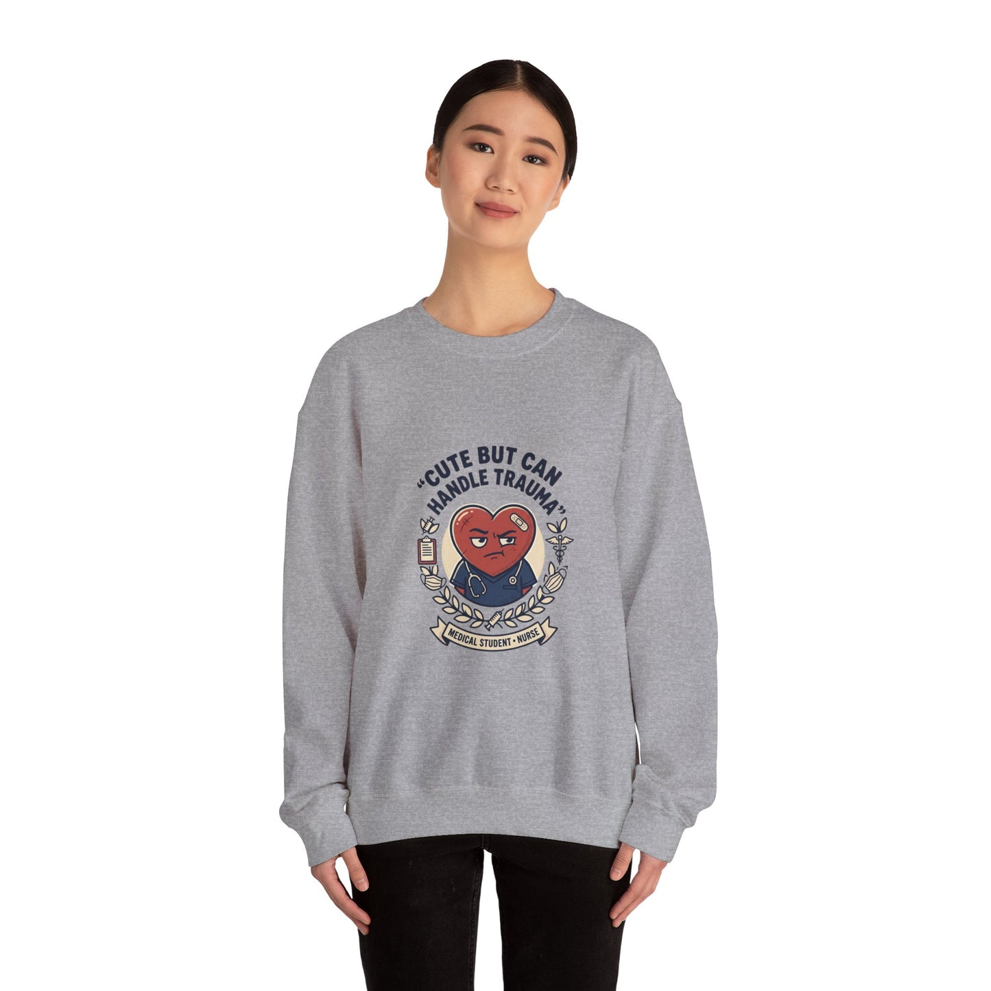 Cute But Can Handle Trauma Sweatshirt | minimal meme, bold text