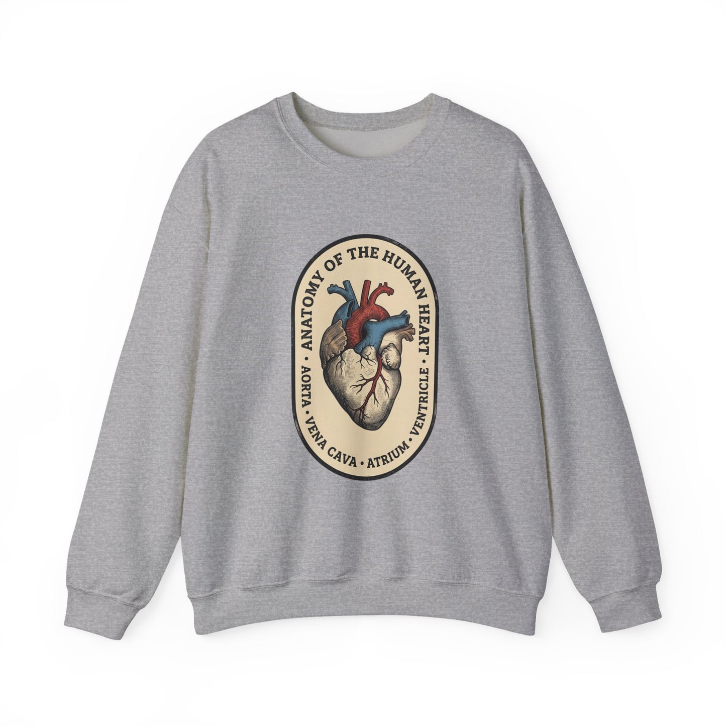 Vintage Anatomical Heart Crewneck, Retro Botanical Medical Illustration | Easy Tiger