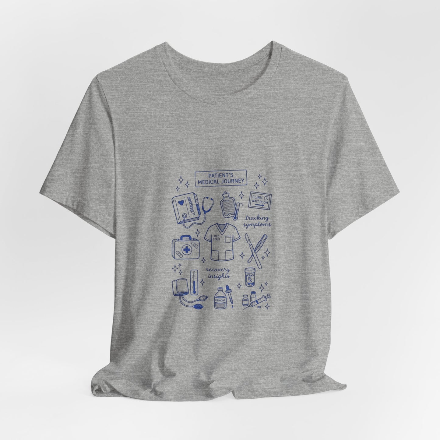 Hockey Romance Doodle Tee | hockey sticks skates hearts, bookish crest T-Shirt
