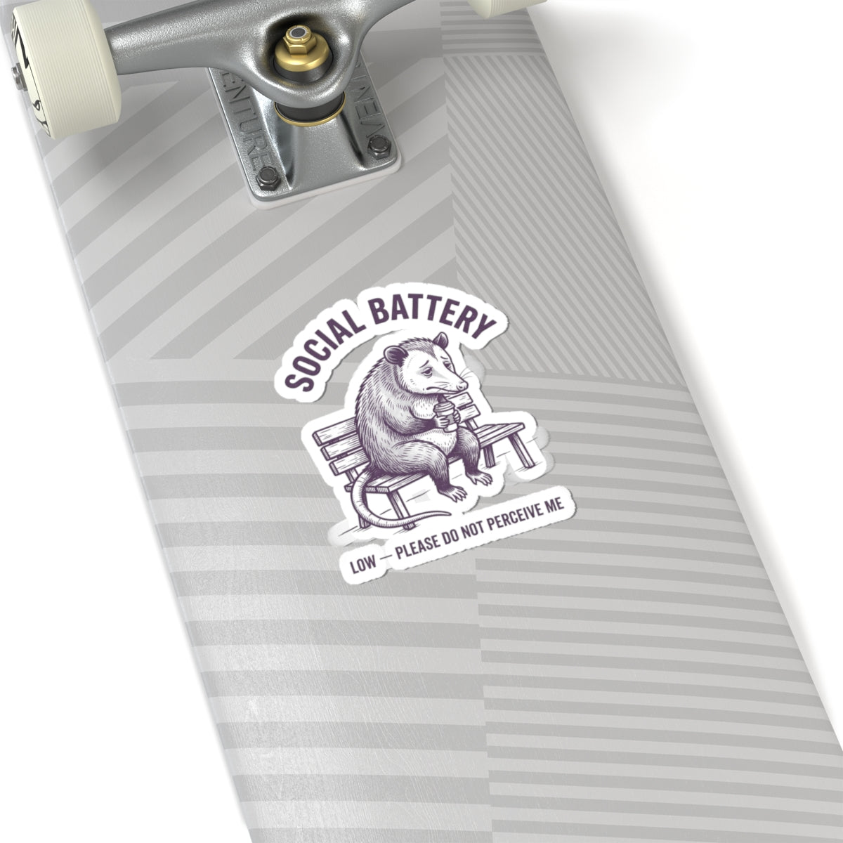 Social Battery Opossum Sticker | Anxious Animal Humor, Cute Anxiety