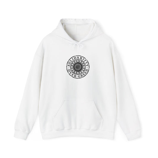 People Over Profit hoodie | Solidarity emblem, ethical statement sweatshirt