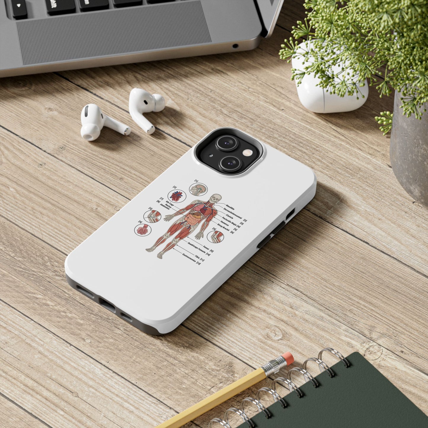 Anatomy Study Phone Case — Human Anatomy Diagram for Medical Students