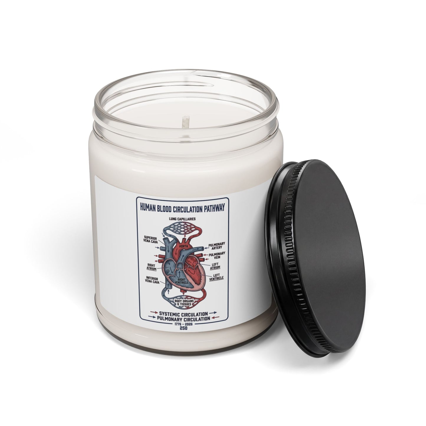 250th Anniversary Patriotic Heart Illustration Soy Candle | 4th of July