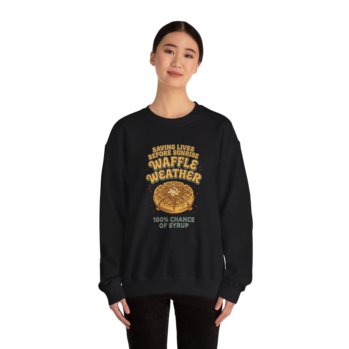 Waffle Weather Crewneck | Vintage Food Graphics, Retro Diner Breakfast