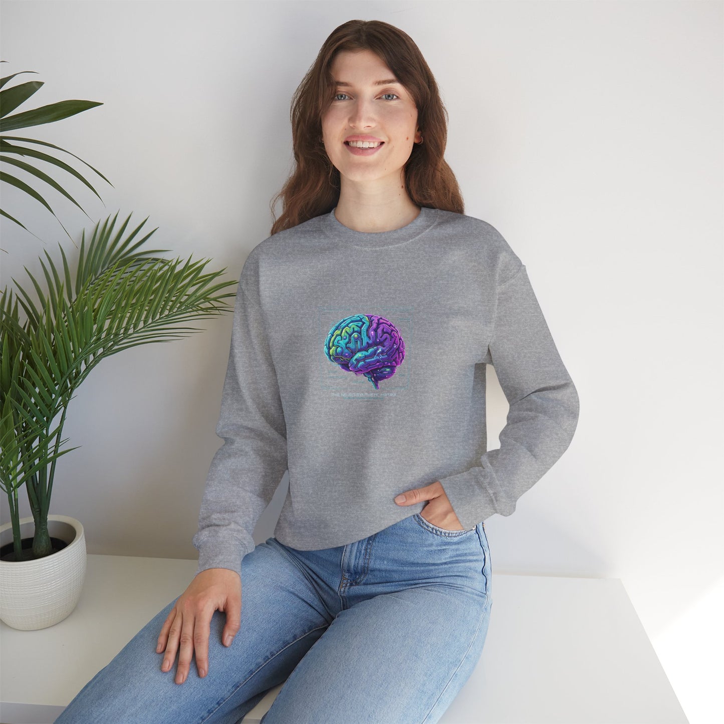 Neon Circuit Brain Sweatshirt — Futuristic Sci‑Fi Poster Design for Science Enthusiasts