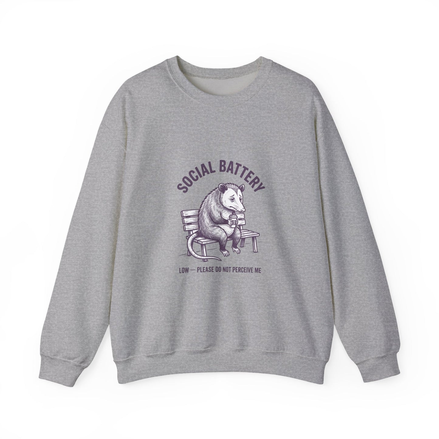 Social Battery Graphic Sweatshirt | Anxious Animal Humor, Introvert Crewneck