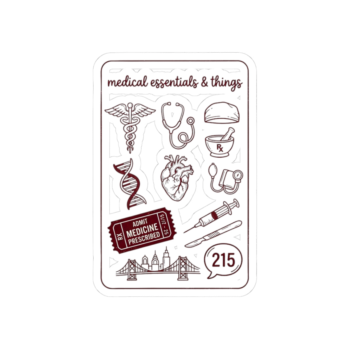 Philadelphia Medicine Icons Kiss-Cut Stickers | 215 City Pride