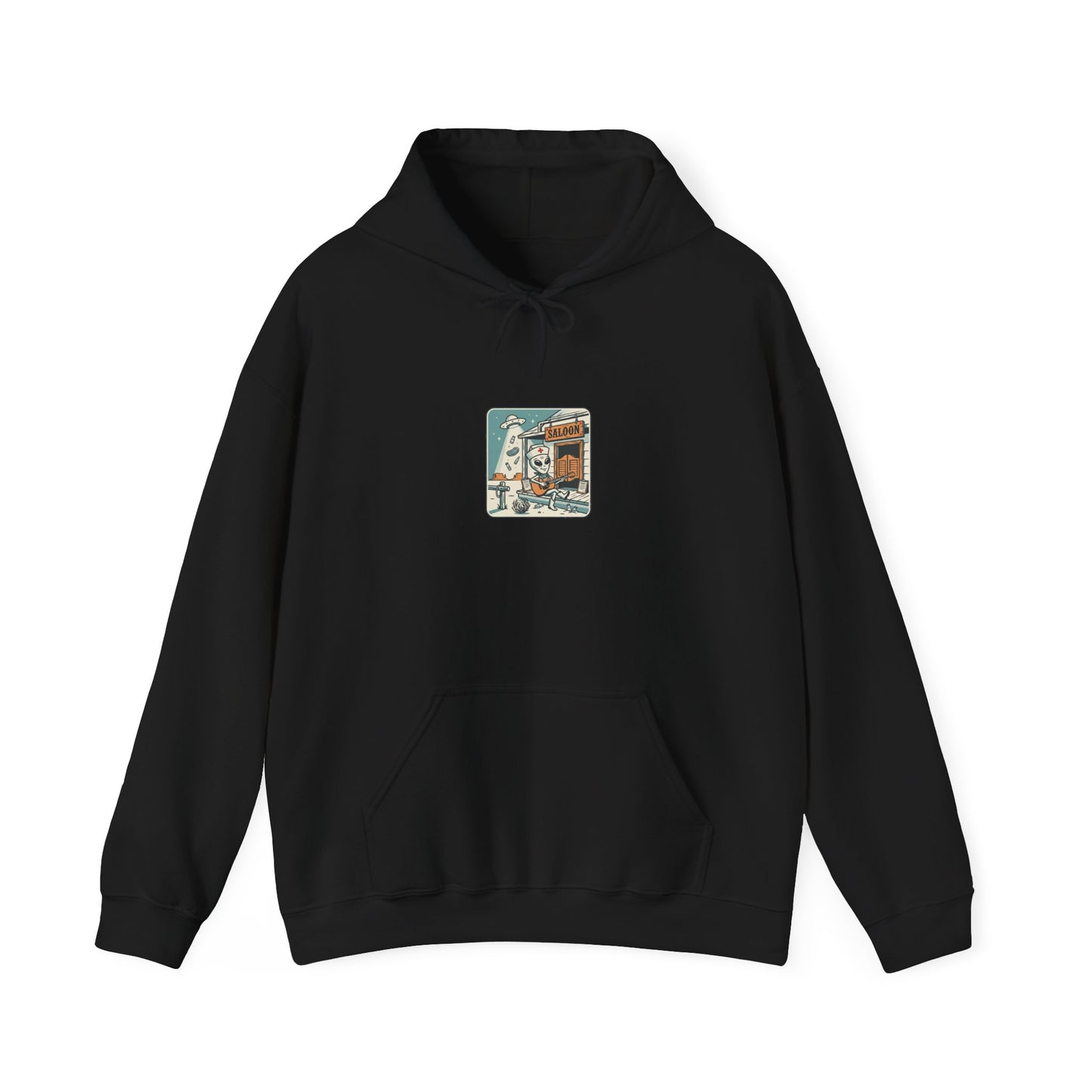 Retro UFO Desert Scene Hoodie | Vintage Alien Abduction Western Graphic