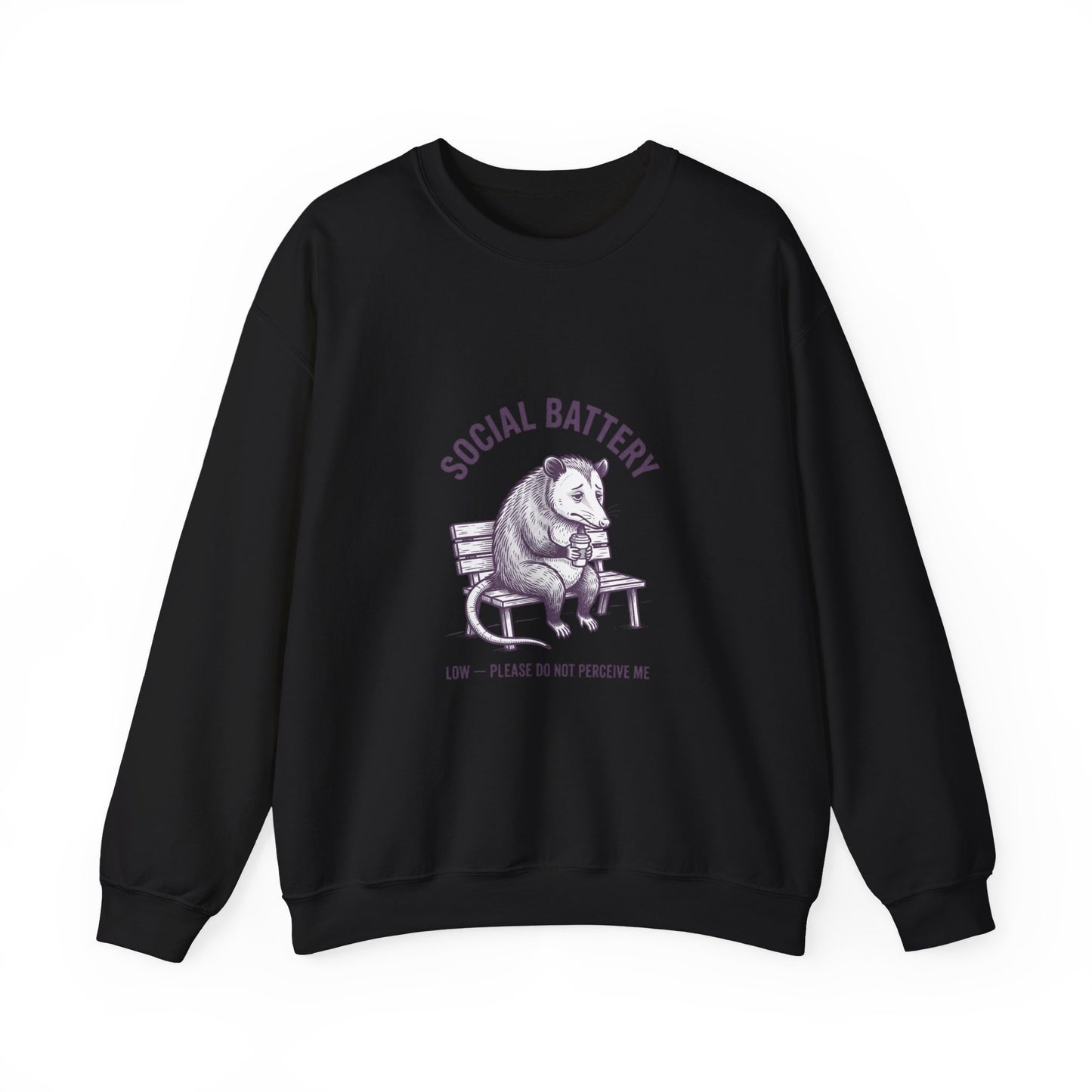 Social Battery Graphic Sweatshirt | Anxious Animal Humor, Introvert Crewneck